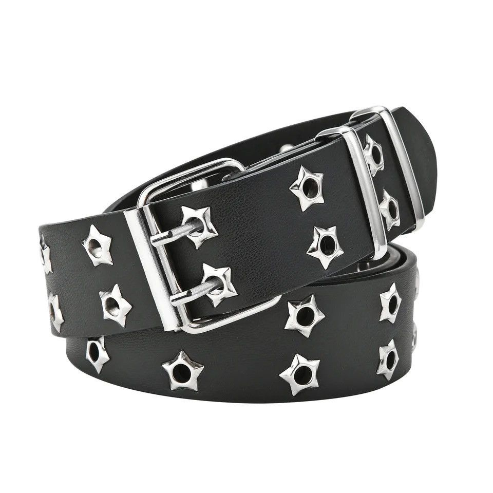 image of Unbrnd Black Color Star Eye Rivet Belt, Men's