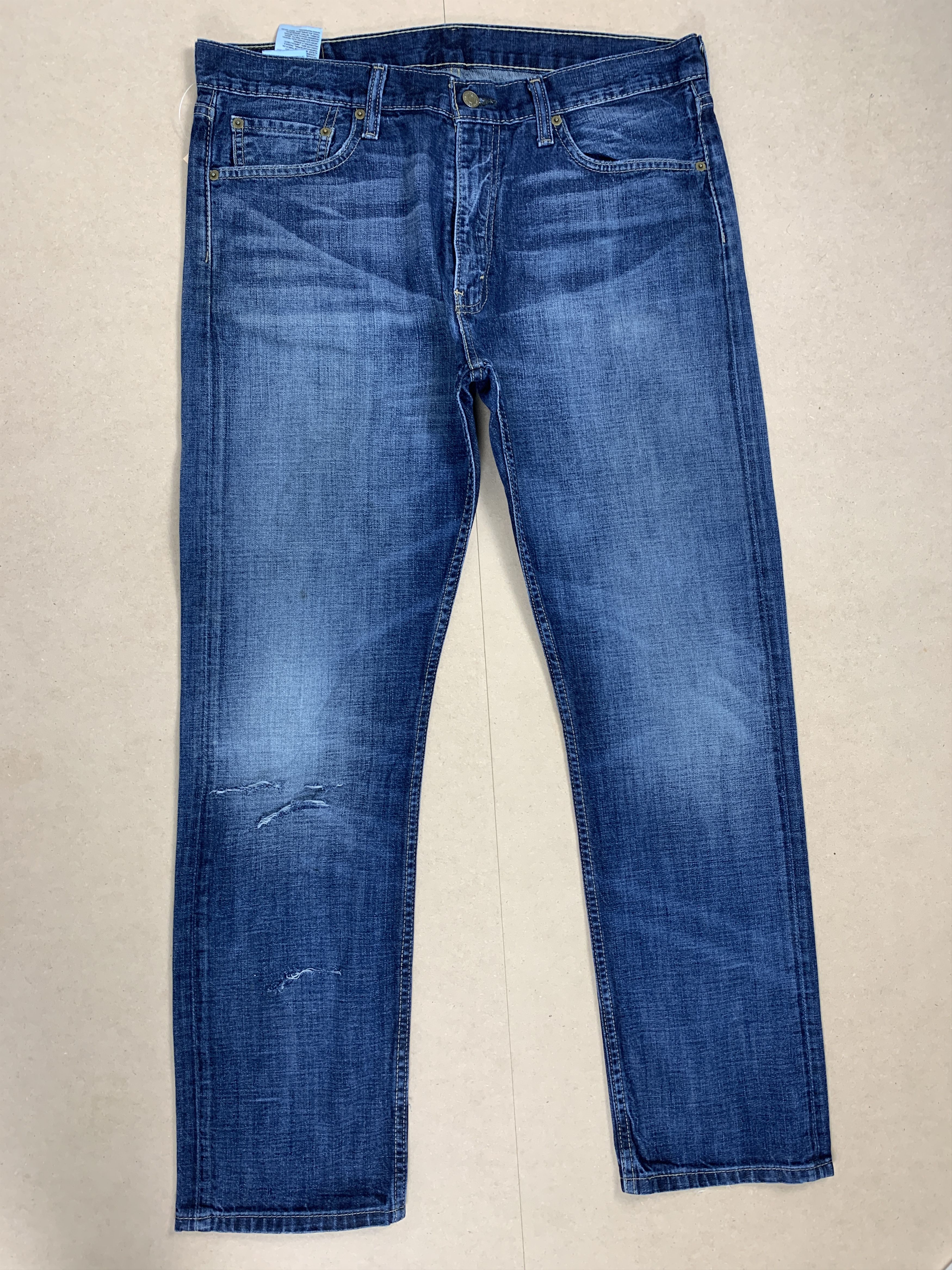 image of Distressed Denim x Levis Vintage Levi's 513 Slim Straight Cut Faded Distressed Jeans in Blue Denim 