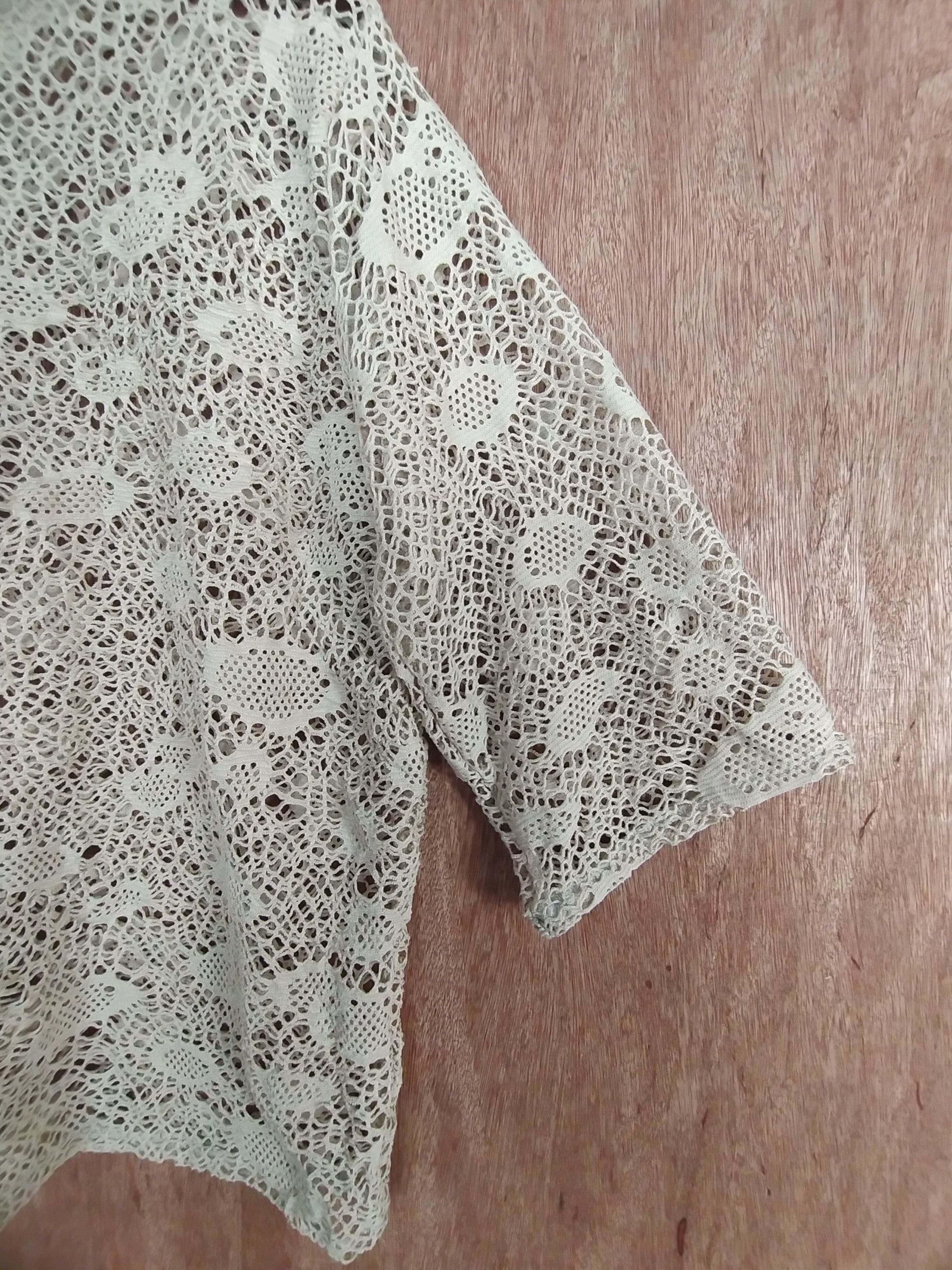 Vintage Japan crochet mesh net Cream knitwear #S018 Size US M / EU 48-50 / 2 - 4 Thumbnail