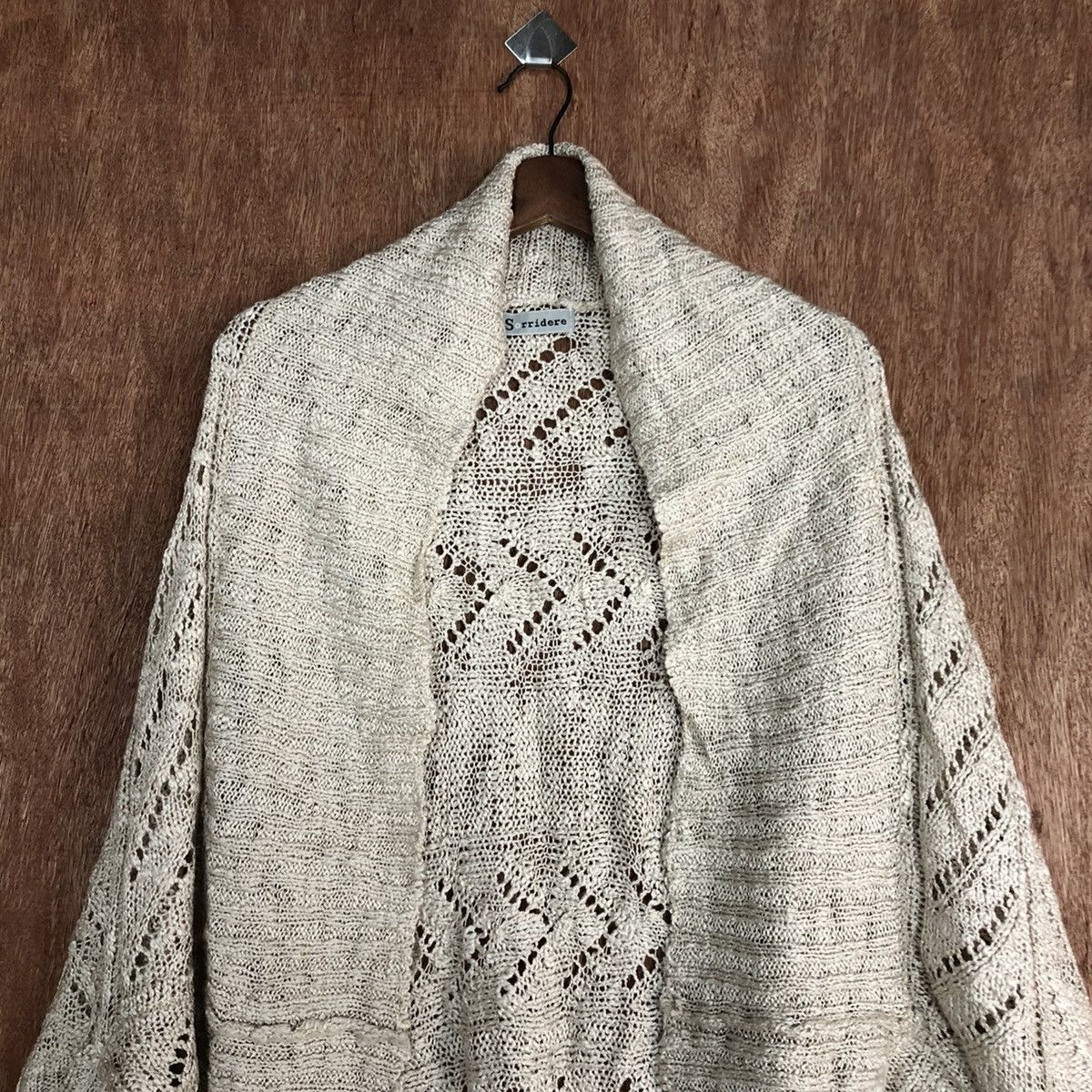 Homespun Knitwear × Japanese Brand Sorridere Brown Knitwear mesh net cardigan #6053 Size L / US 10 / IT 46 - 2 Thumbnail