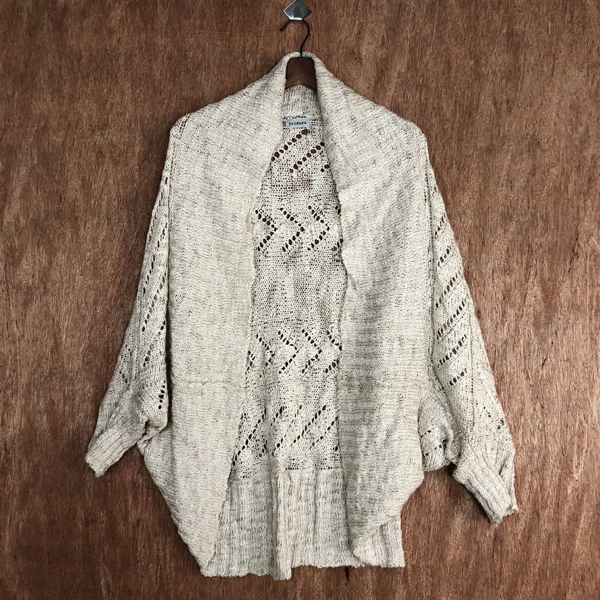 Homespun Knitwear × Japanese Brand Sorridere Brown Knitwear mesh net cardigan #6053 Size L / US 10 / IT 46 - 3 Thumbnail
