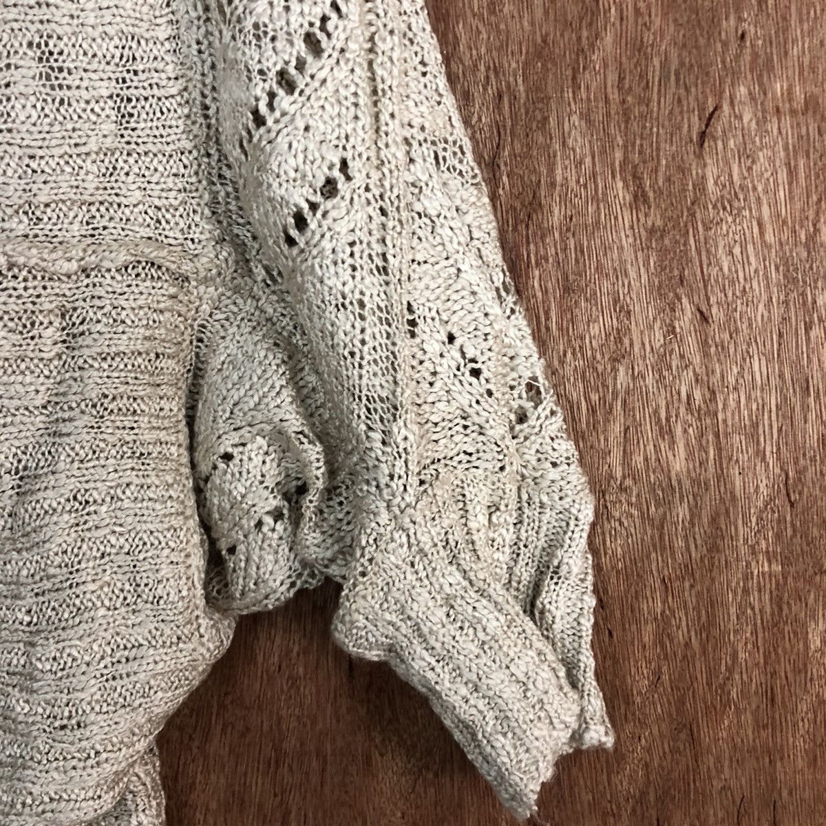 Homespun Knitwear × Japanese Brand Sorridere Brown Knitwear mesh net cardigan #6053 Size L / US 10 / IT 46 - 4 Thumbnail