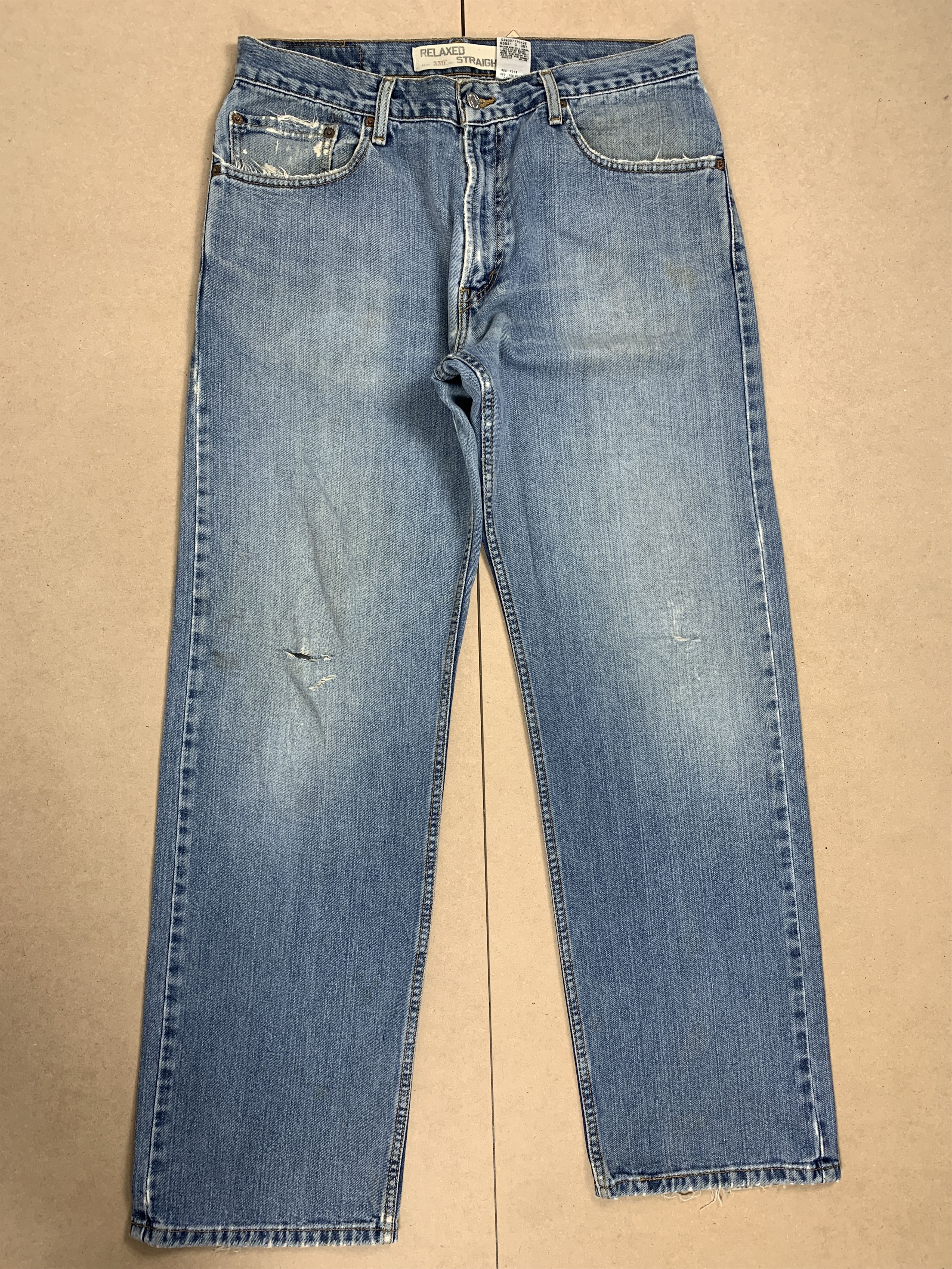 image of Levis 559 Straight Cut Faded Mid Wash Jeans in Midwash, Men's (Size 33)