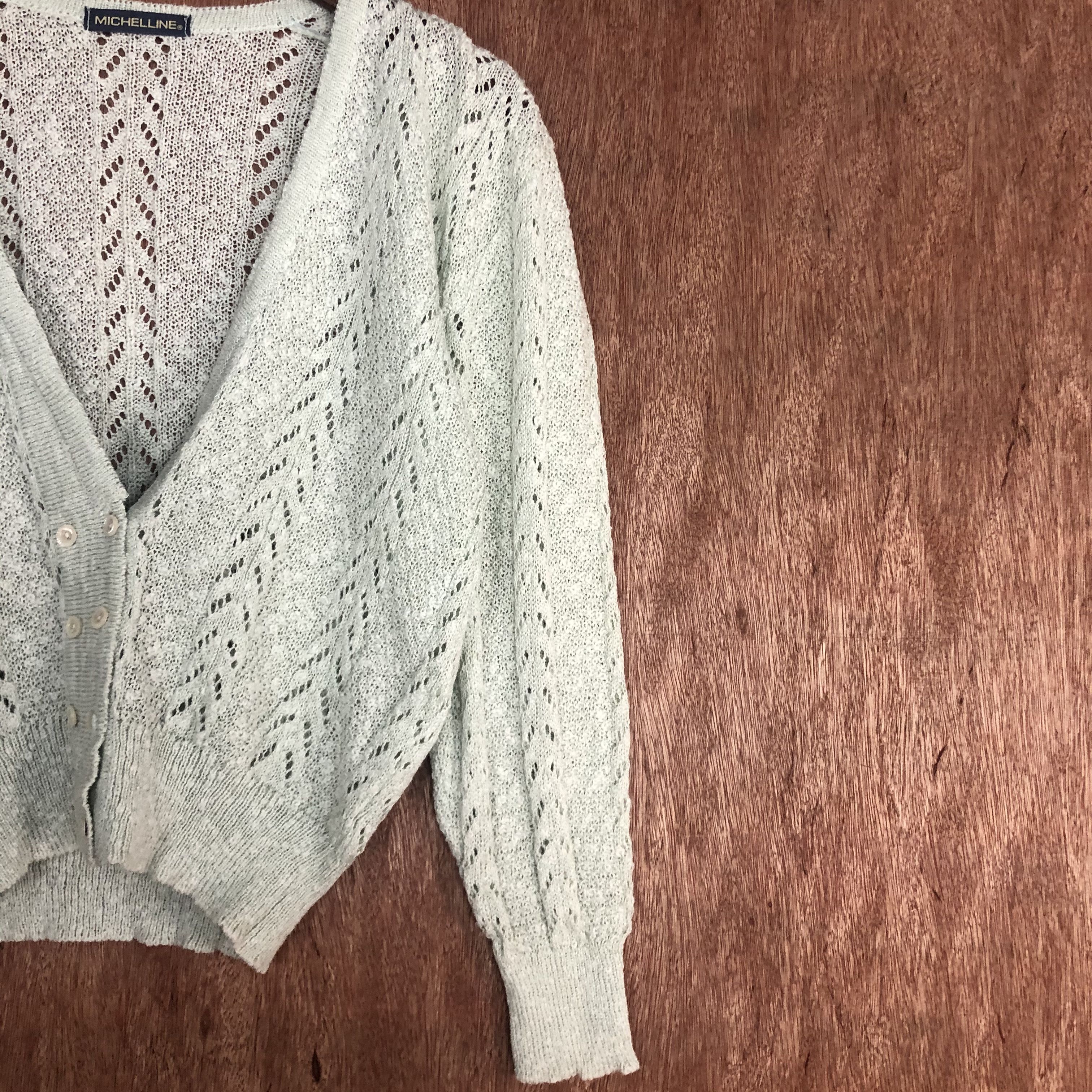 Japanese Brand Michelline White Cardigan crochet knitwear #c456 Size S / US 4 / IT 40 - 5 Thumbnail