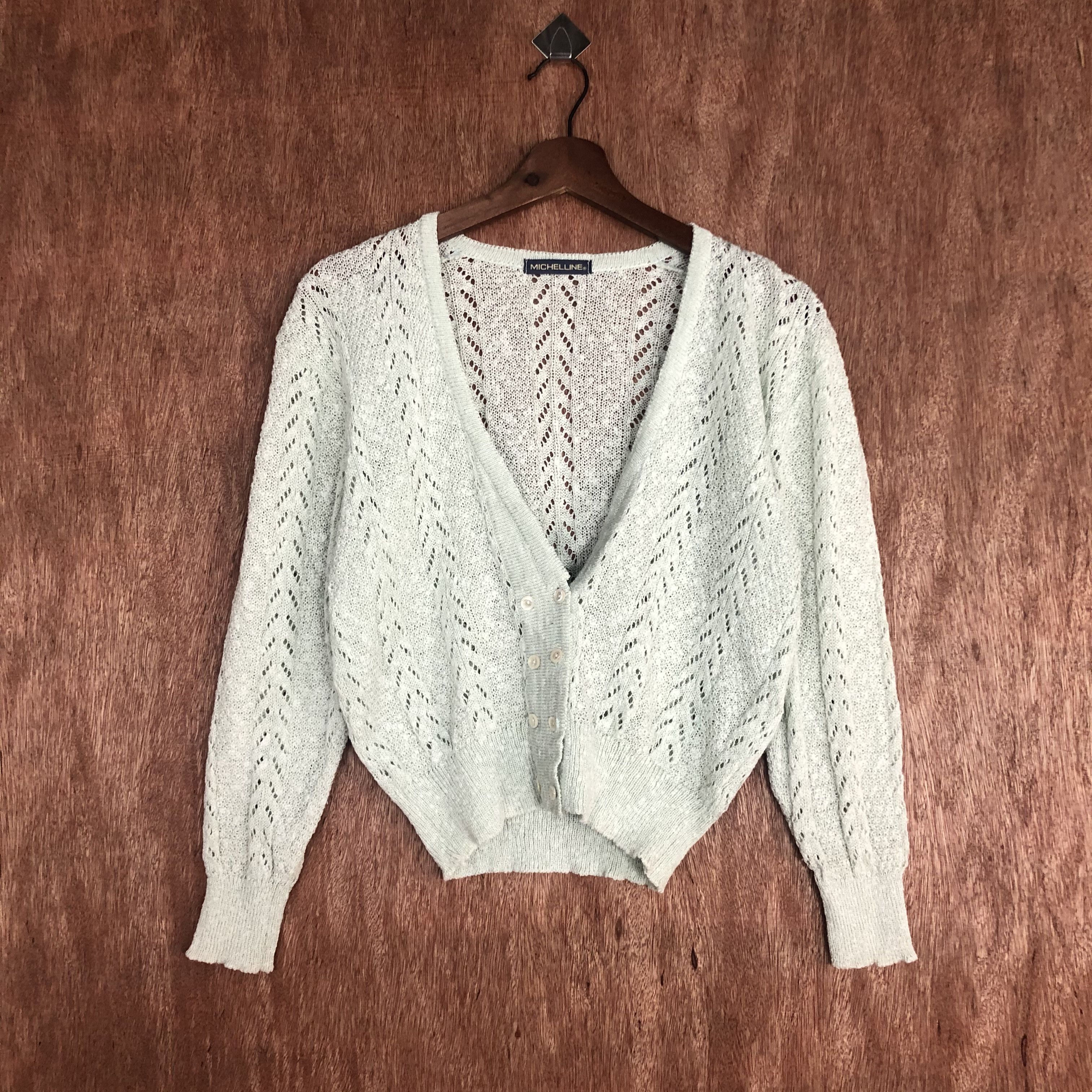 Japanese Brand Michelline White Cardigan crochet knitwear #c456 Size S / US 4 / IT 40 - 1 Thumbnail