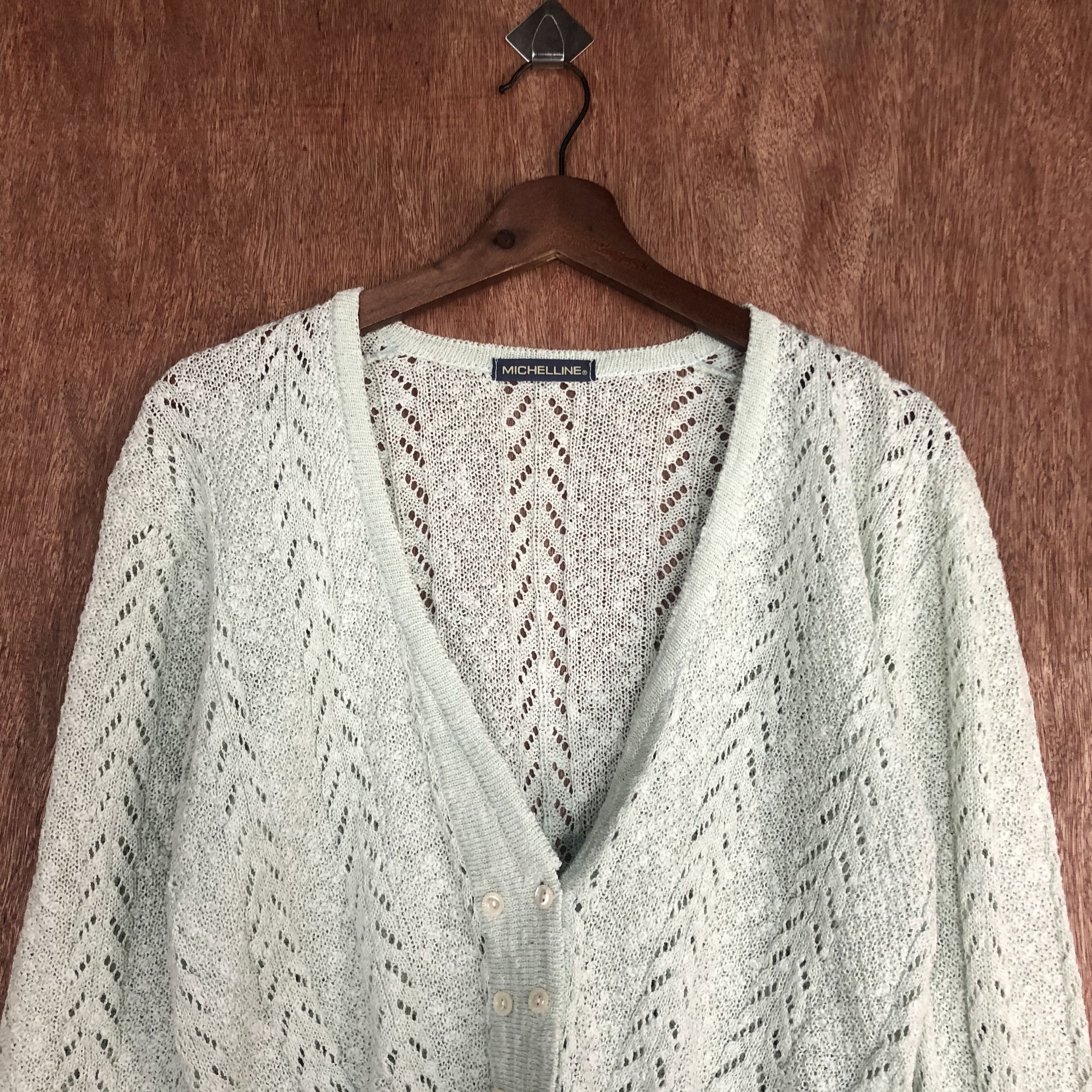 Japanese Brand Michelline White Cardigan crochet knitwear #c456 Size S / US 4 / IT 40 - 2 Thumbnail