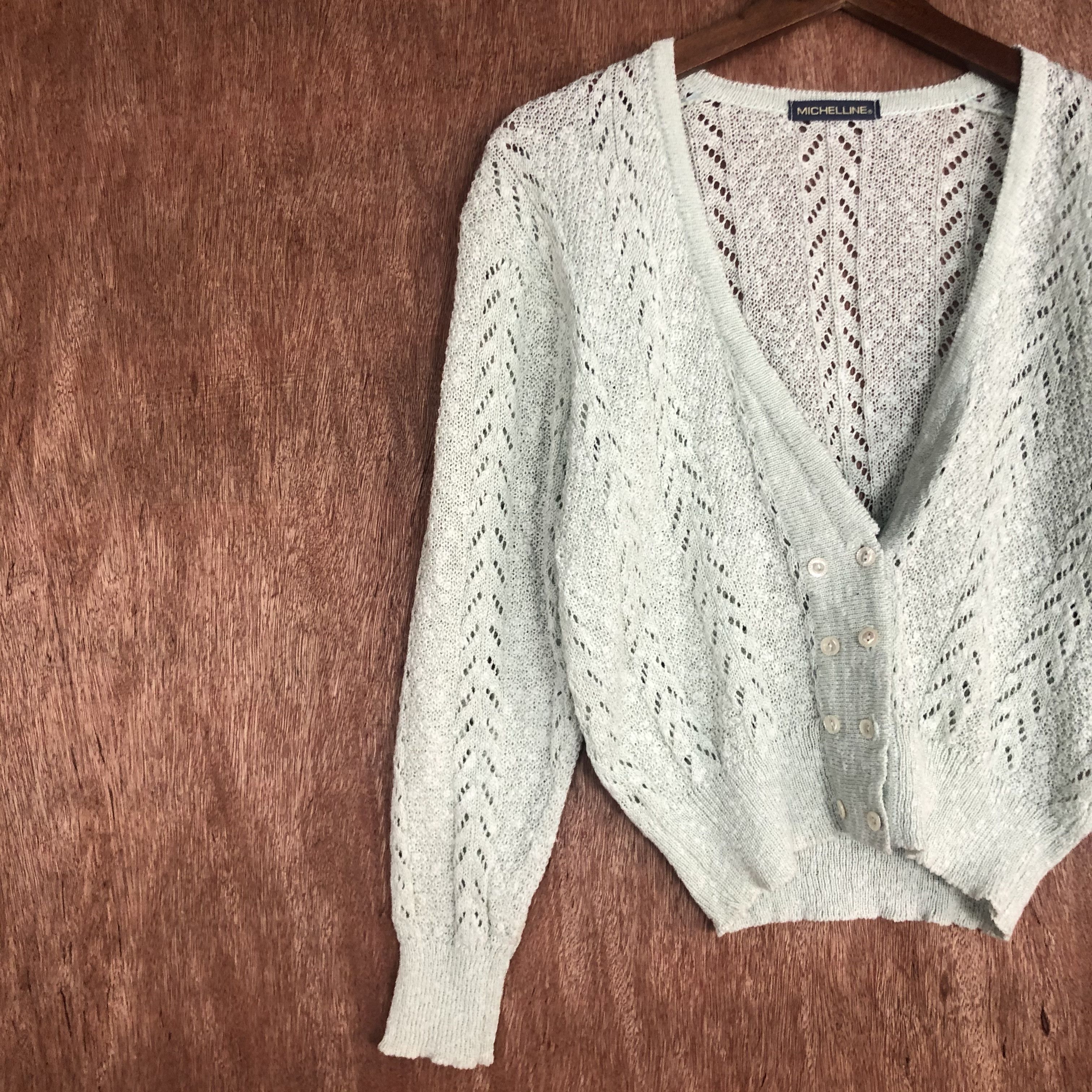Japanese Brand Michelline White Cardigan crochet knitwear #c456 Size S / US 4 / IT 40 - 6 Thumbnail