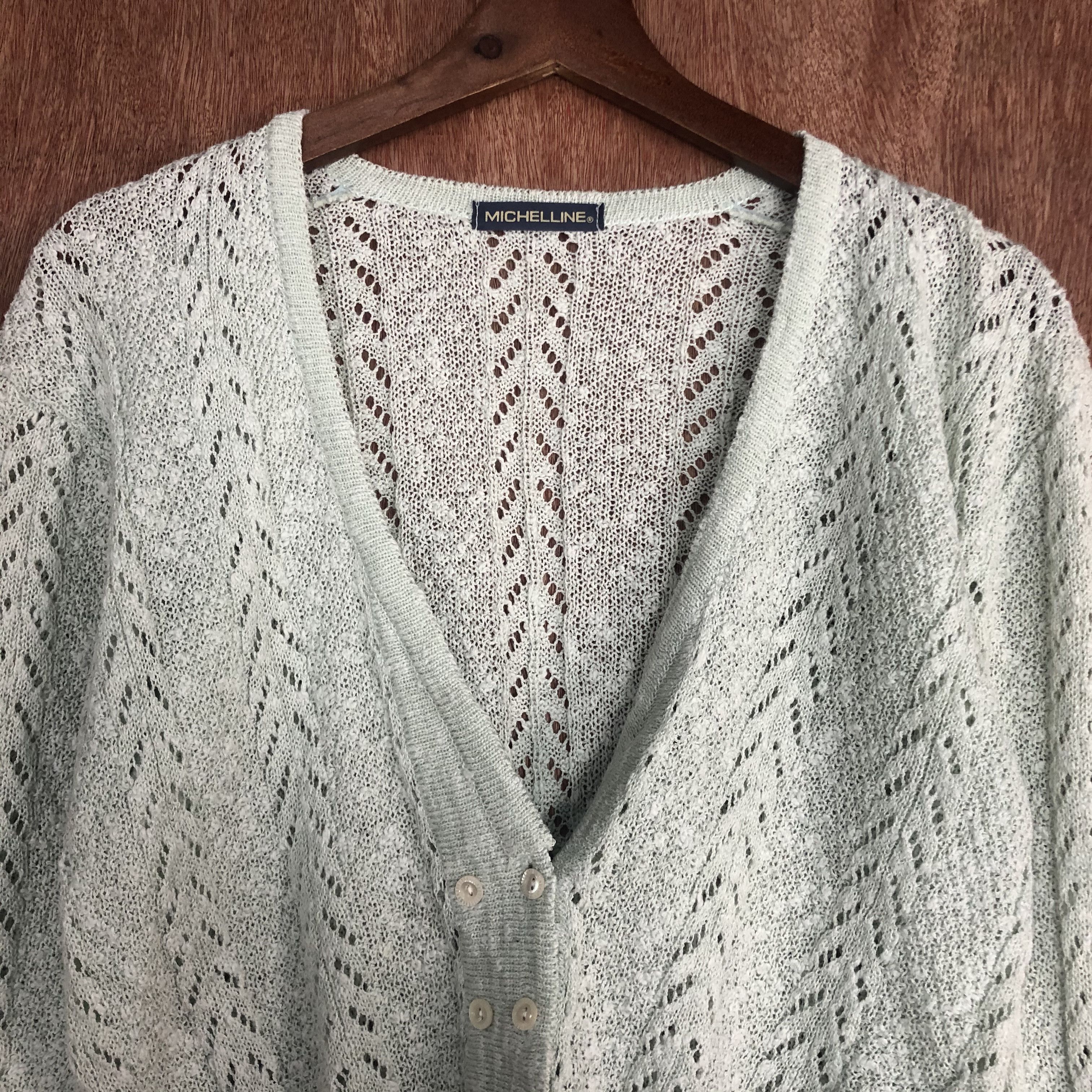 Japanese Brand Michelline White Cardigan crochet knitwear #c456 Size S / US 4 / IT 40 - 7 Thumbnail
