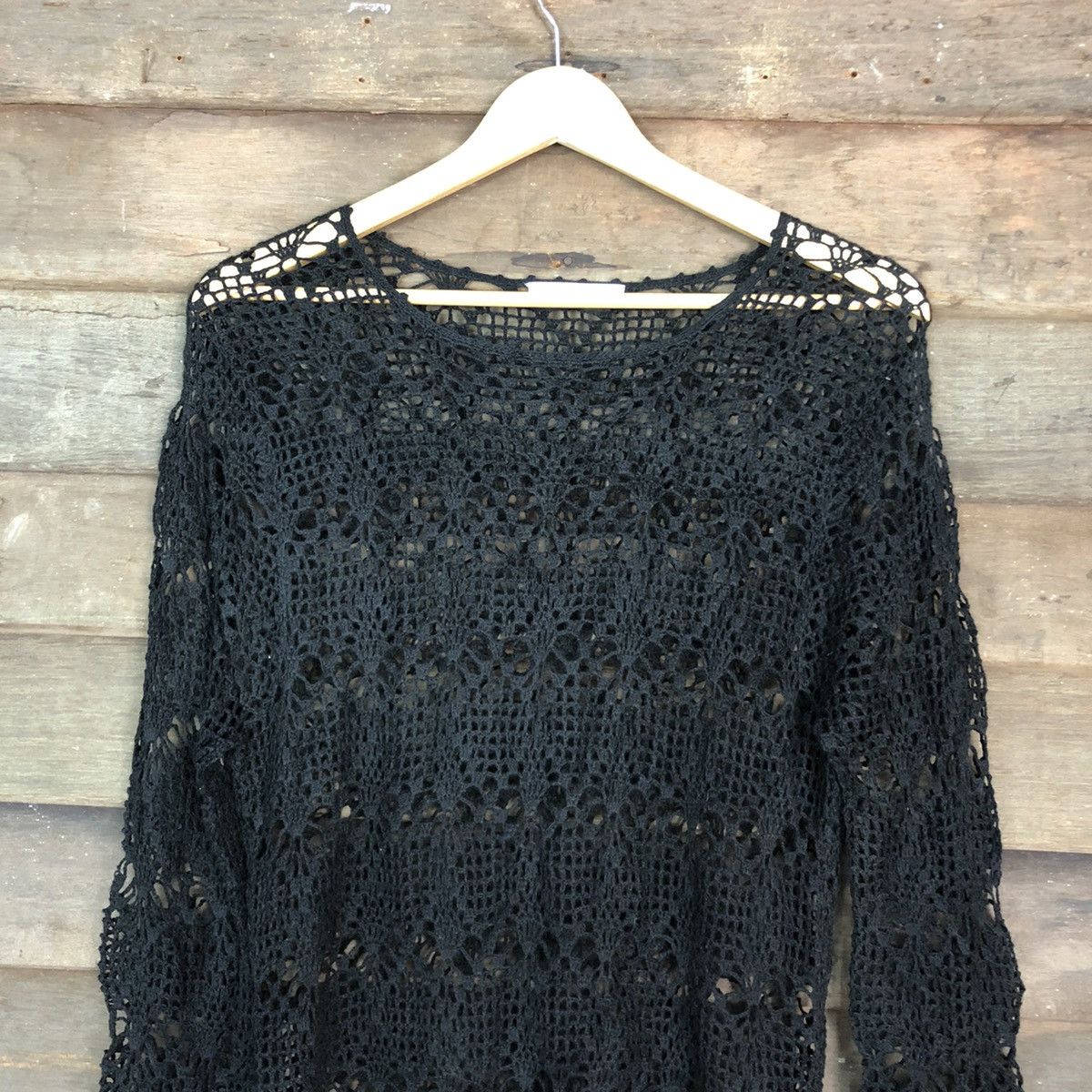 Homespun Knitwear DLL El Viento Black mesh net crochet sexy Knitwear #c674 Size M / US 6-8 / IT 42-44 - 2 Thumbnail