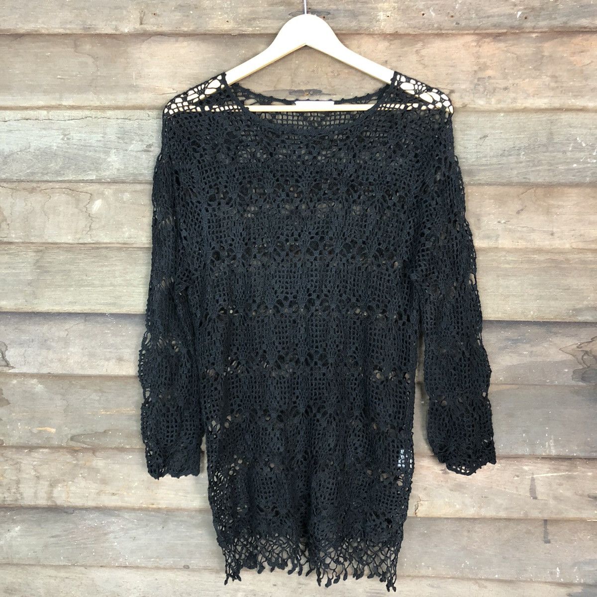 Homespun Knitwear DLL El Viento Black mesh net crochet sexy Knitwear #c674 Size M / US 6-8 / IT 42-44 - 3 Thumbnail