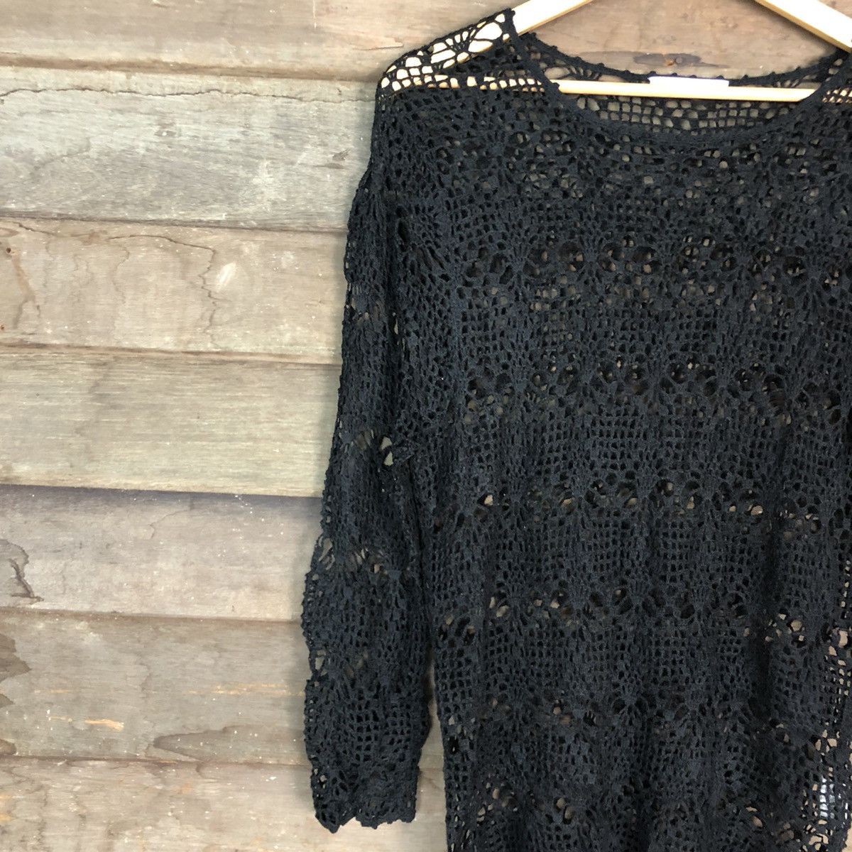 Homespun Knitwear DLL El Viento Black mesh net crochet sexy Knitwear #c674 Size M / US 6-8 / IT 42-44 - 7 Thumbnail