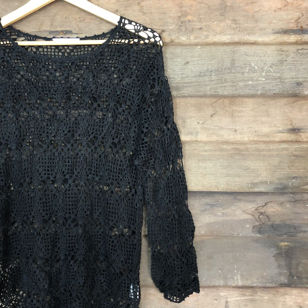 Homespun Knitwear DLL El Viento Black mesh net crochet sexy Knitwear #c674 Size M / US 6-8 / IT 42-44 - 5 Thumbnail