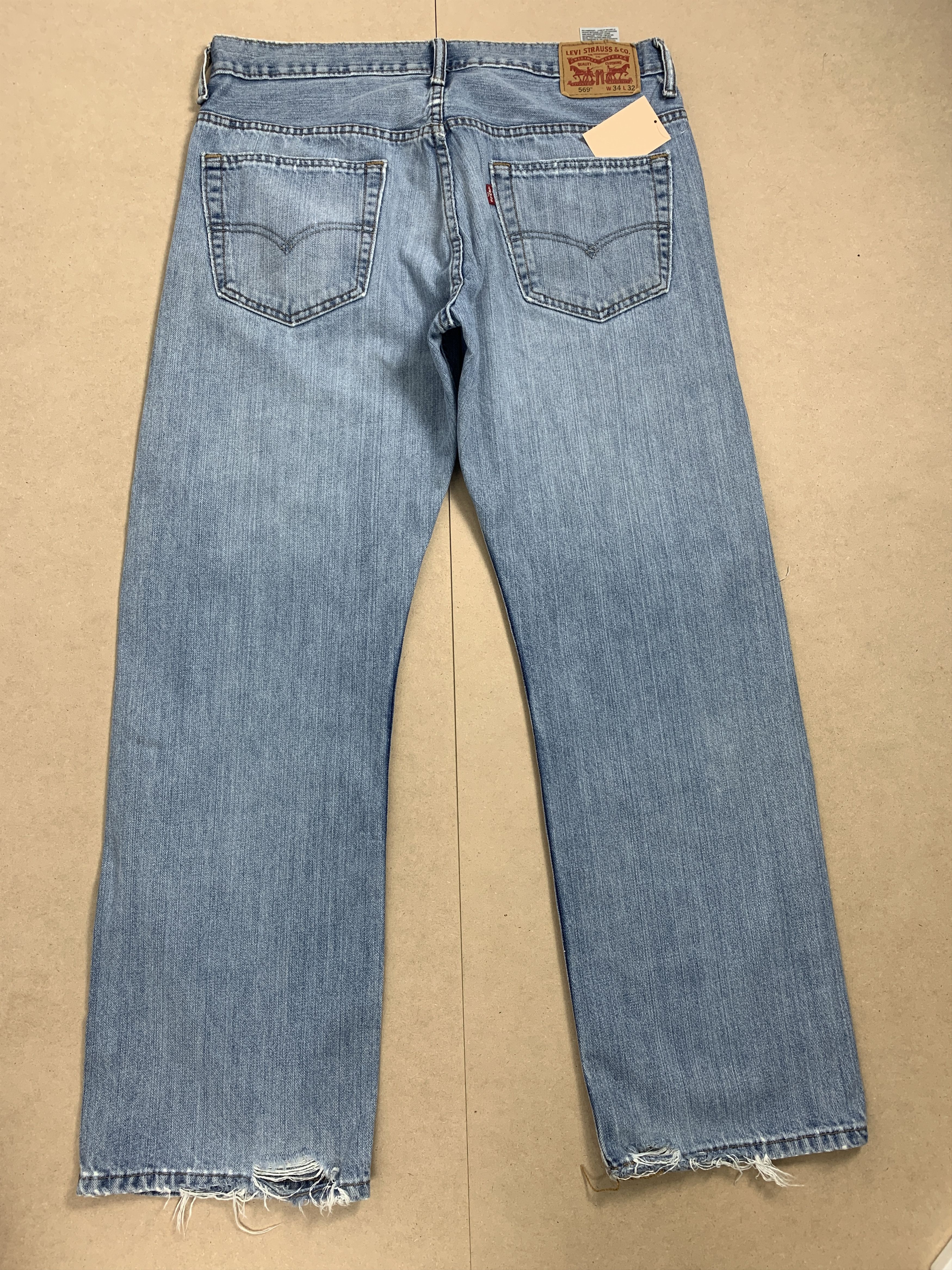 Levi's Vintage LEVI'S 569 Straight Cut Light Blue Distressed Jeans Size US 35 - 6 Thumbnail