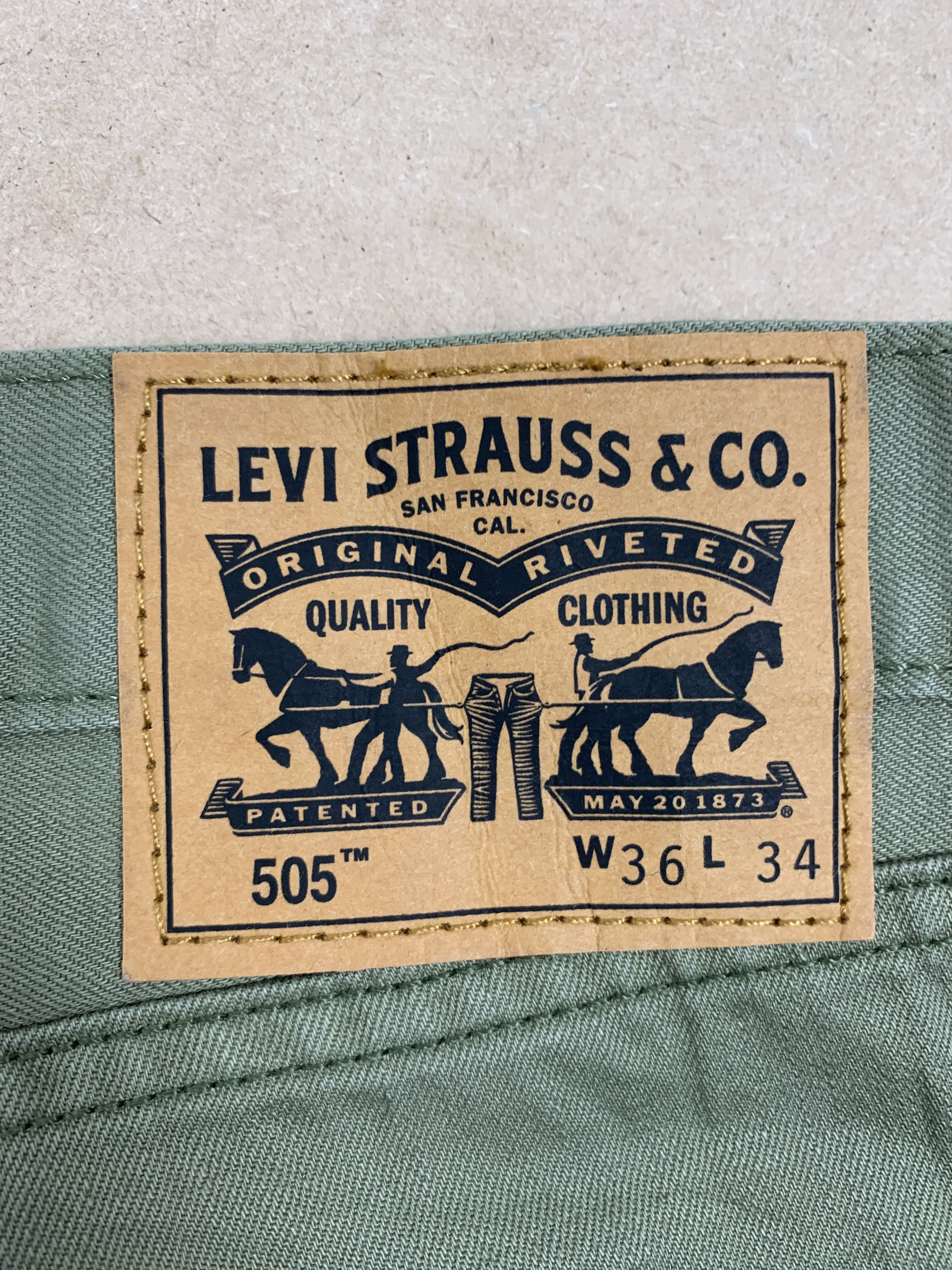 Levi's Vintage Levis 505 Straight Cut Military Green Jeans P0356 Size US 36 / EU 52 - 10 Thumbnail