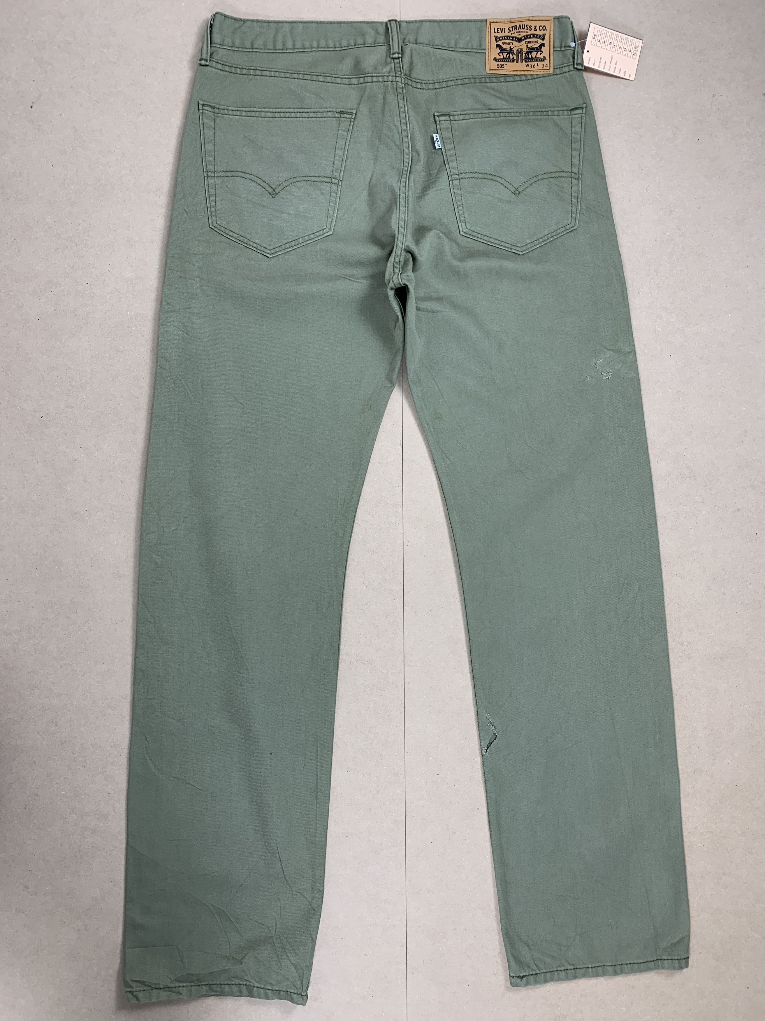 Levi's Vintage Levis 505 Straight Cut Military Green Jeans P0356 Size US 36 / EU 52 - 8 Thumbnail