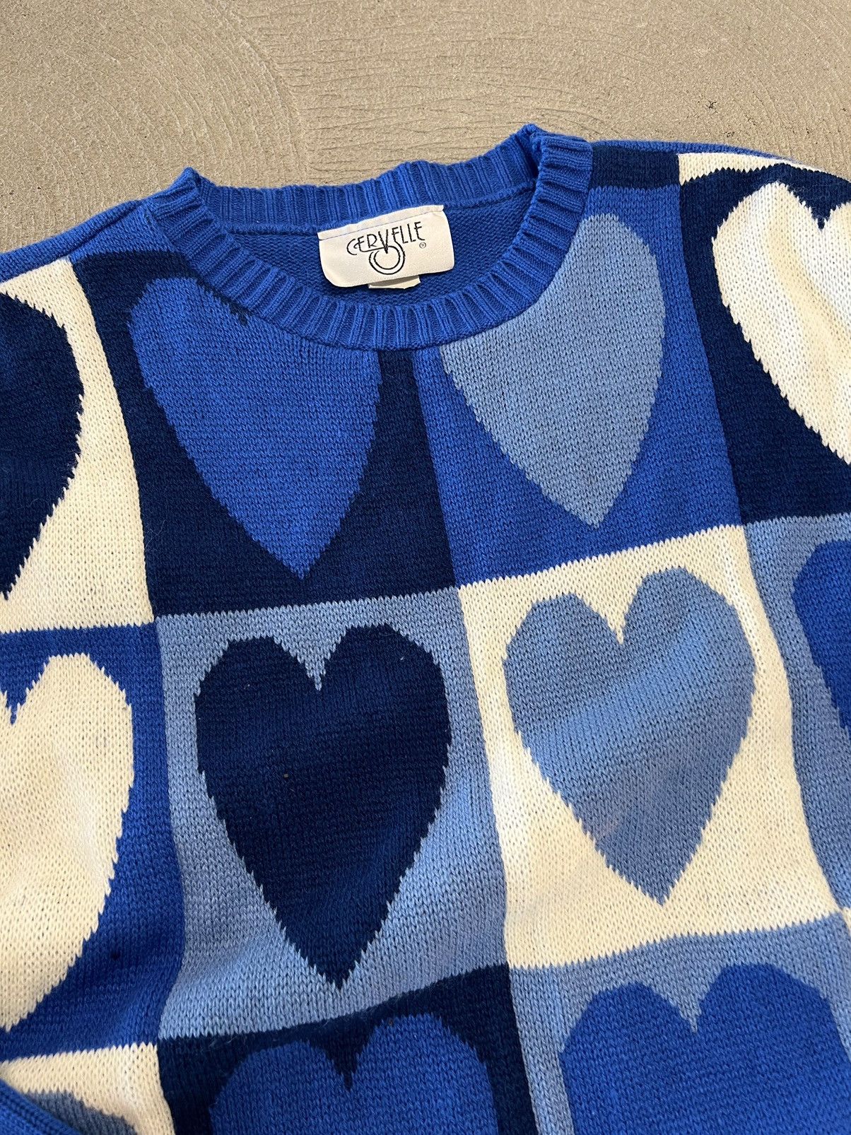 Other Vintage 80's Retro Blue Hearts Knitwear Size US S / EU 44-46 / 1 - 3 Thumbnail
