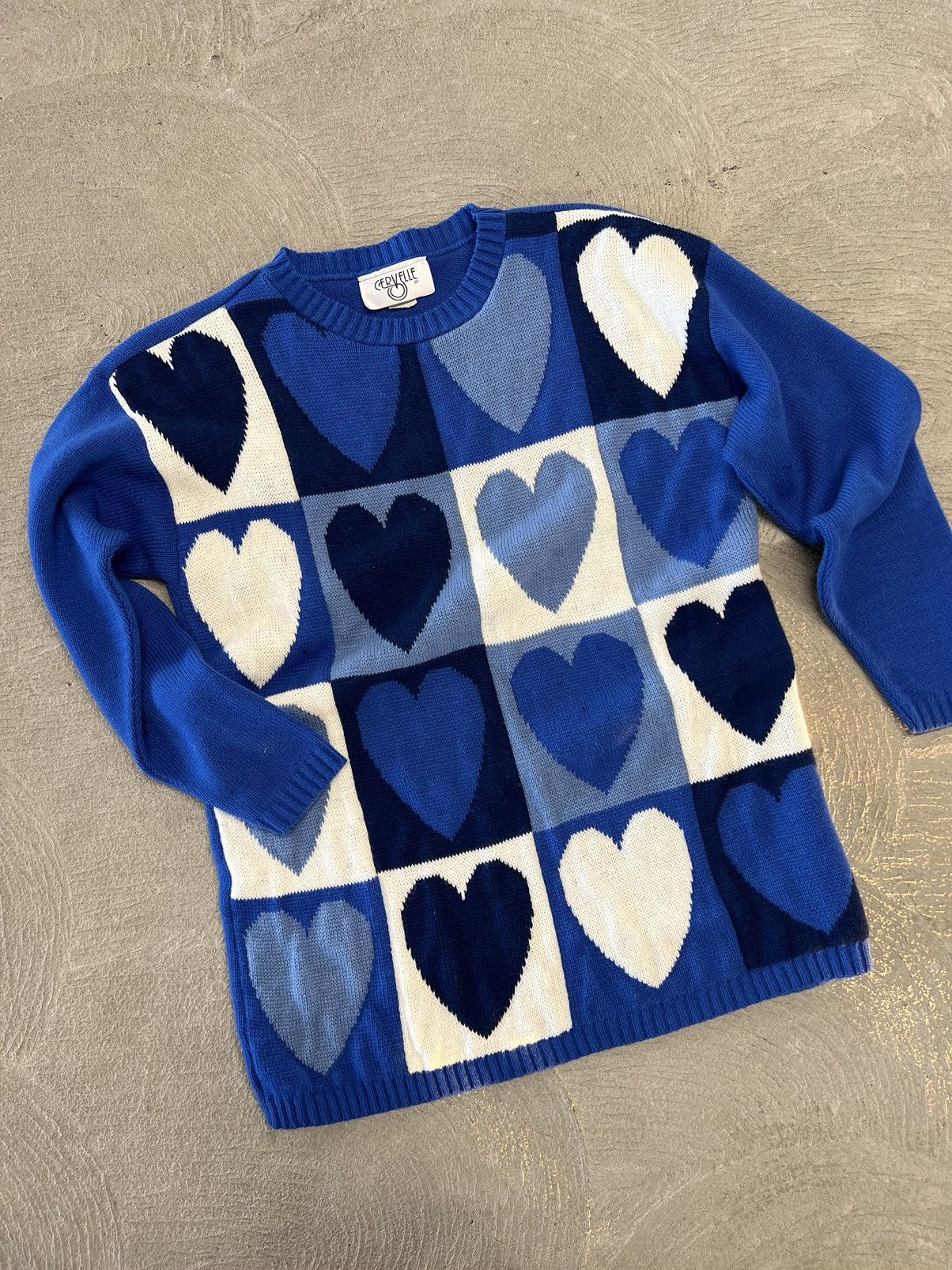 Other Vintage 80's Retro Blue Hearts Knitwear Size US S / EU 44-46 / 1 - 2 Thumbnail