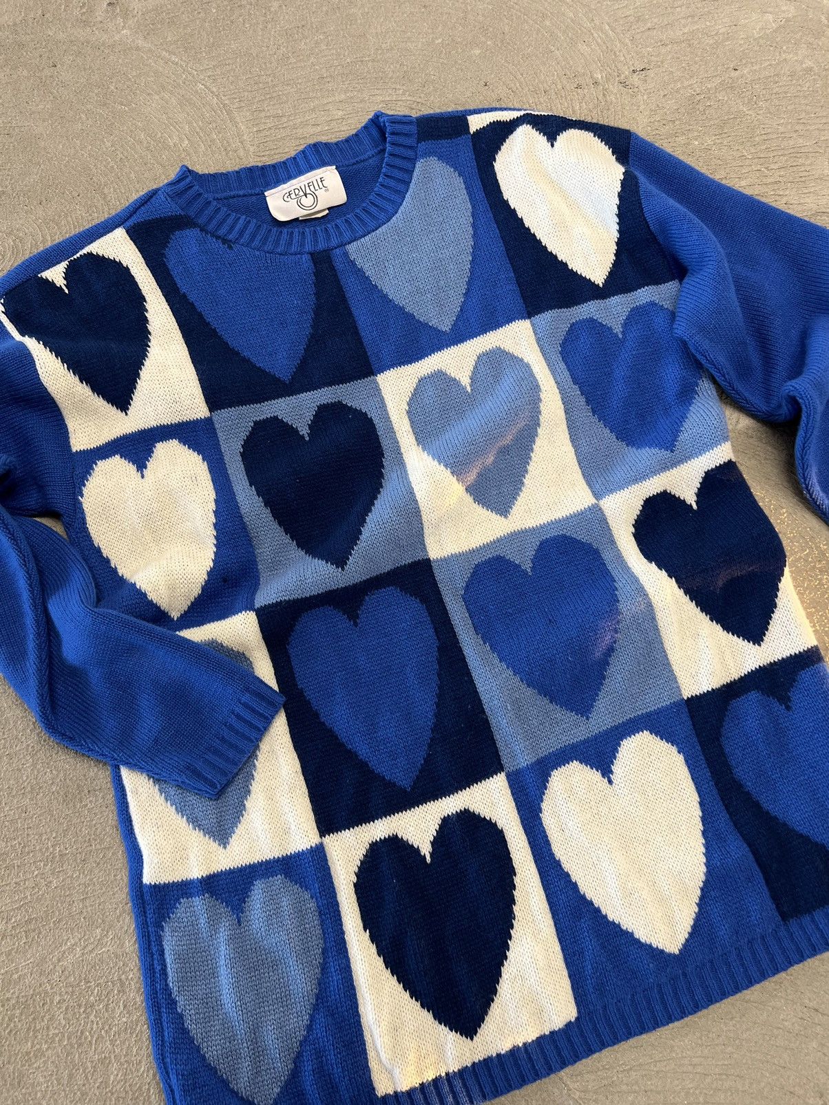 Other Vintage 80's Retro Blue Hearts Knitwear Size US S / EU 44-46 / 1 - 5 Thumbnail