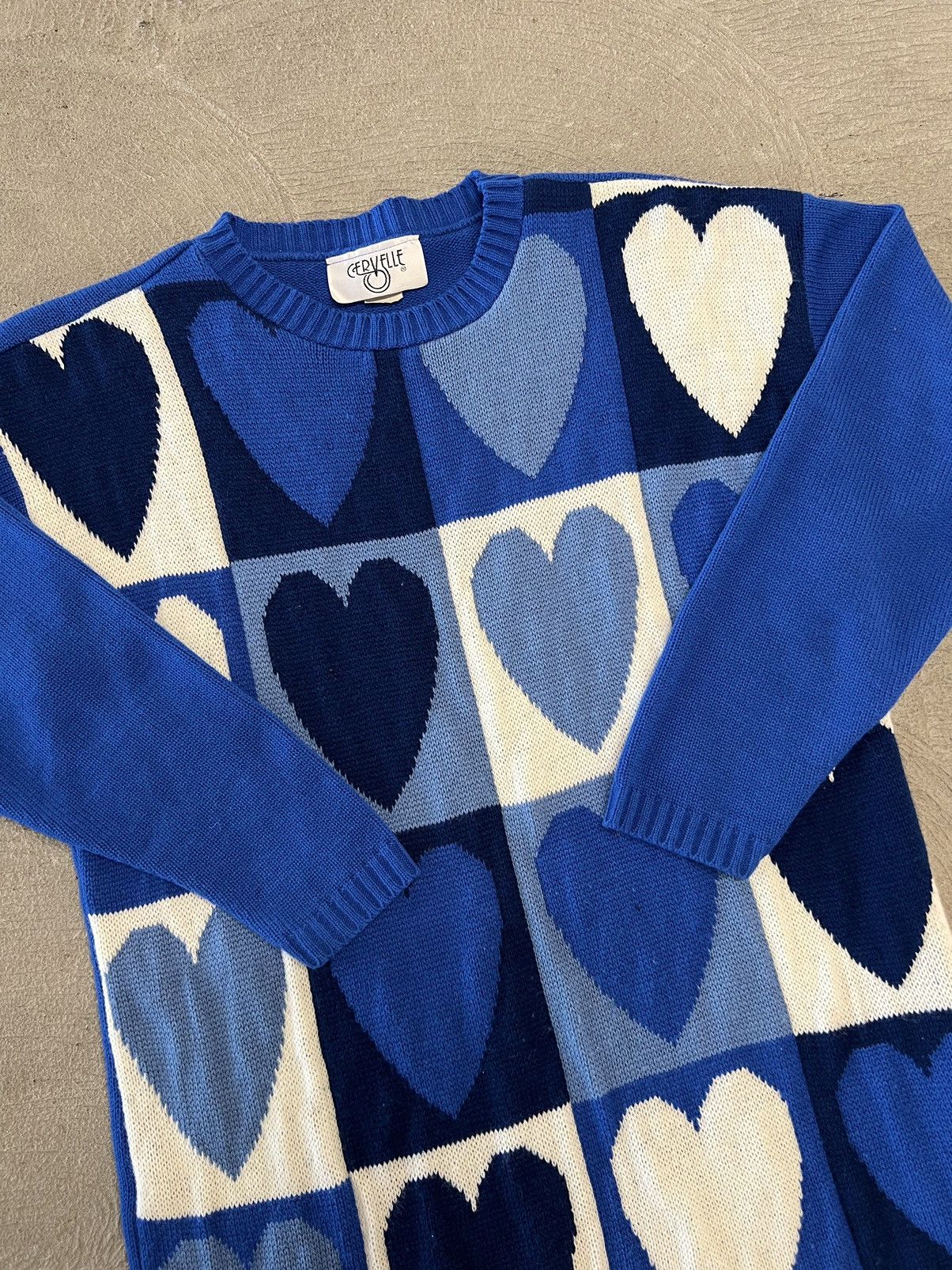 Other Vintage 80's Retro Blue Hearts Knitwear Size US S / EU 44-46 / 1 - 1 Thumbnail