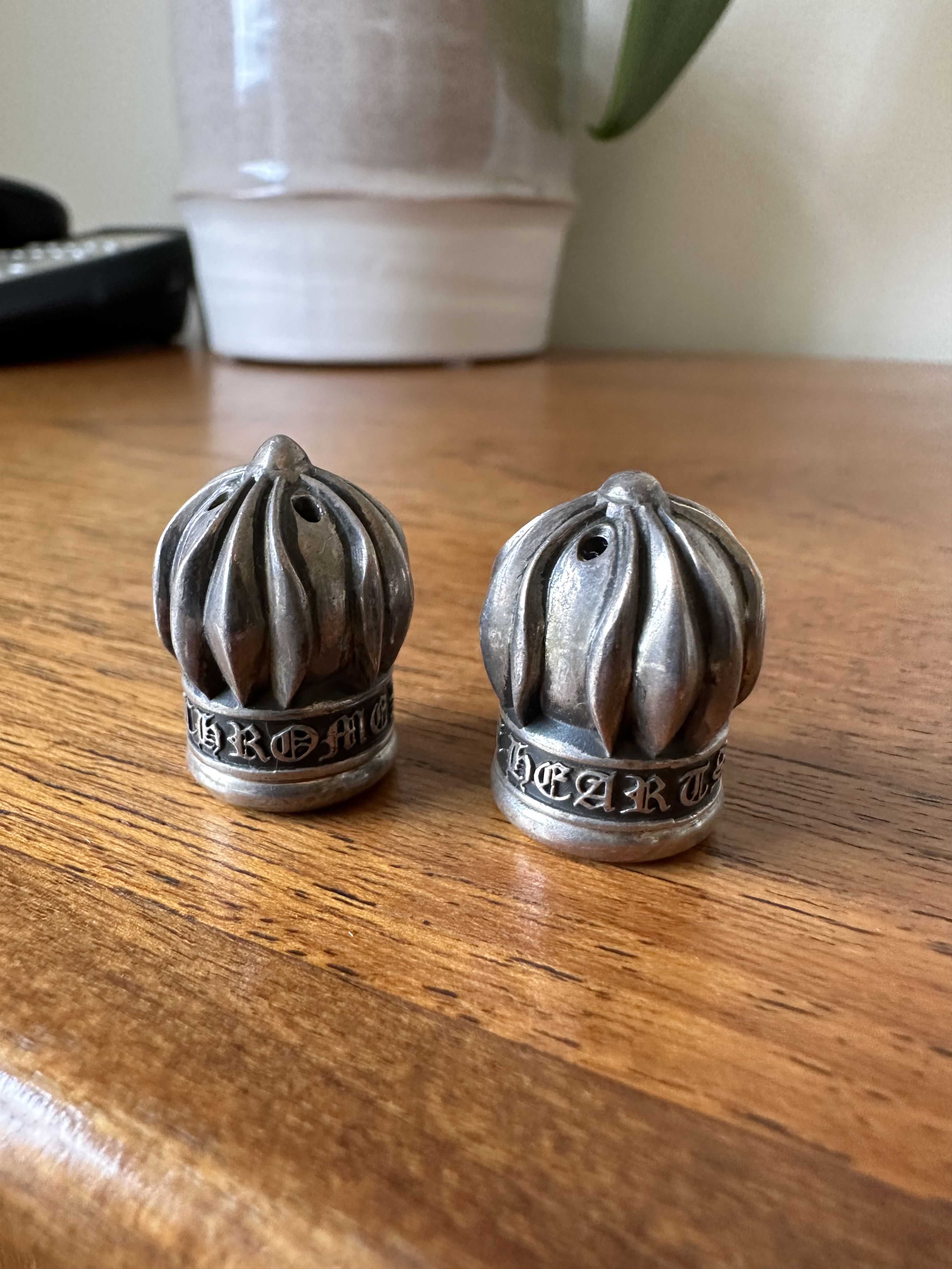 image of Chrome Hearts Salt & Pepper Shakers in Silver, Men's