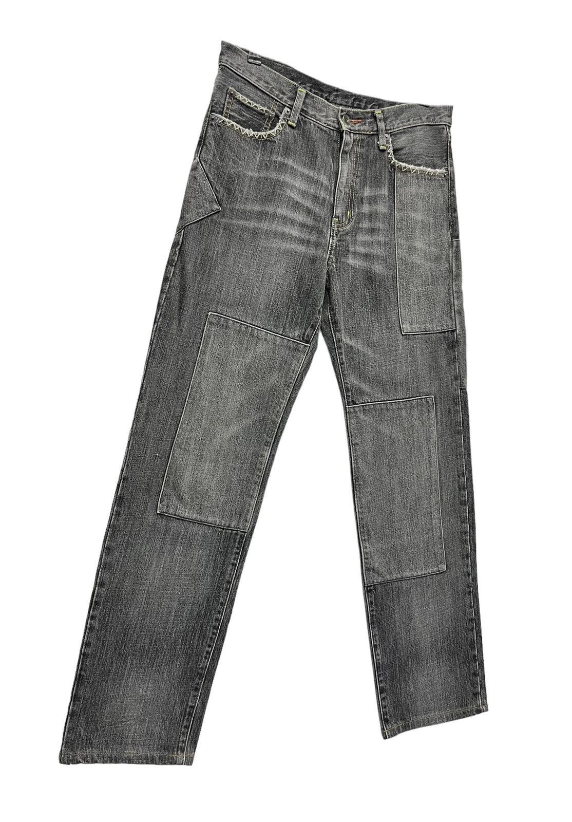 Uniqlo SICK🔥Black Patchwork Distressed Denim Punk Undercover Style Size US 30 / EU 46 - 5 Thumbnail