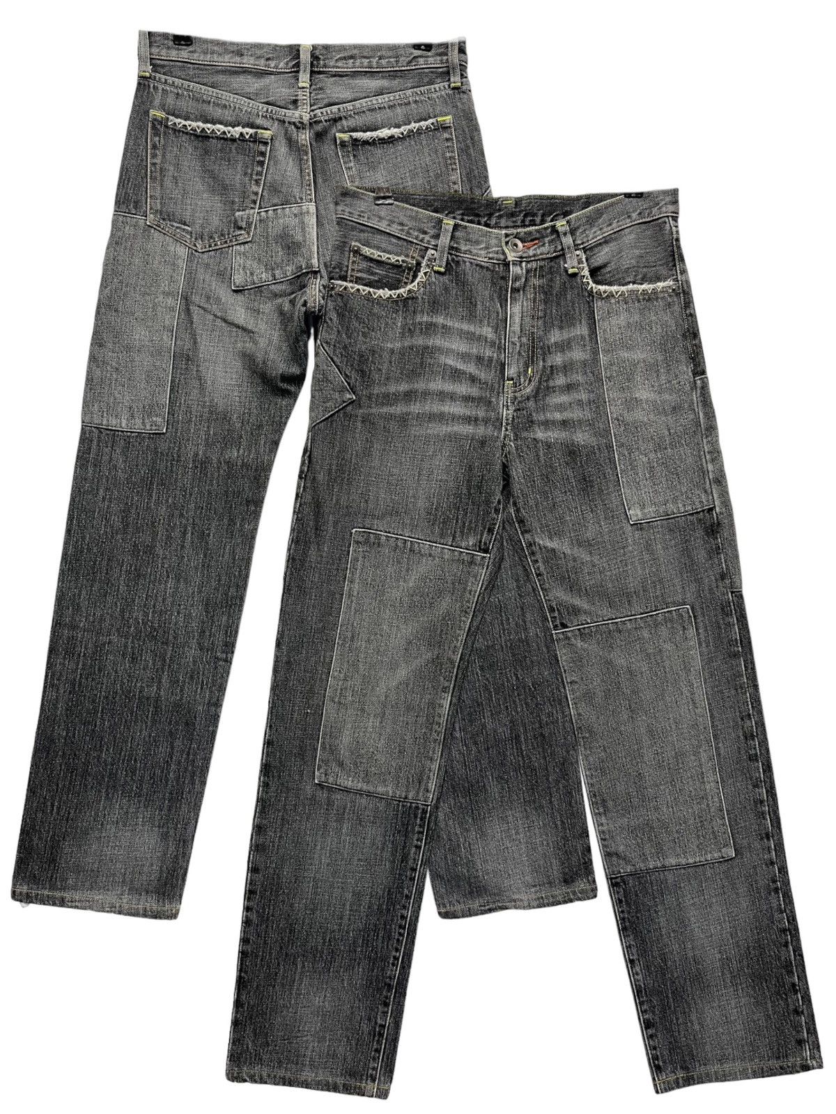 Uniqlo SICK🔥Black Patchwork Distressed Denim Punk Undercover Style Size US 30 / EU 46 - 2 Thumbnail