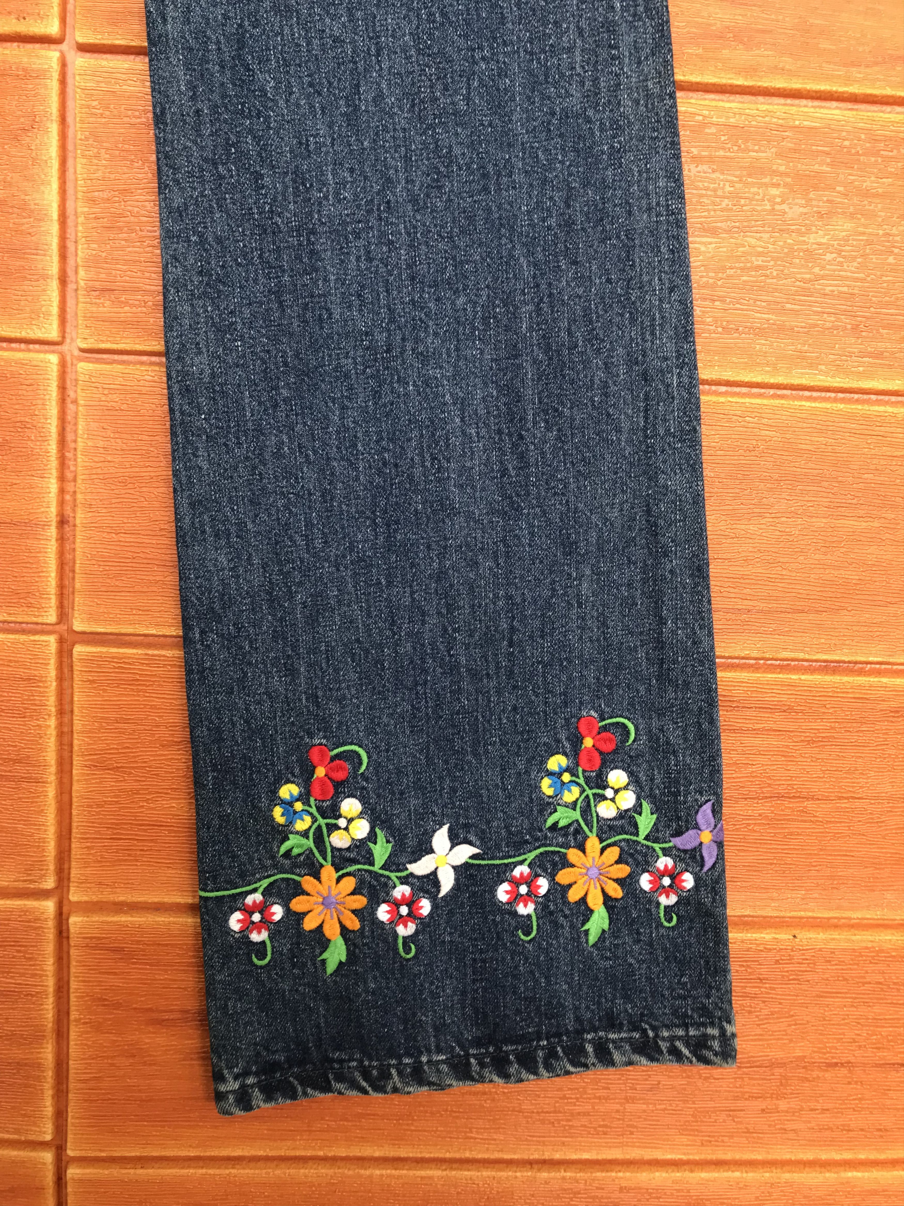 Fiorucci Flare Jeans Fiorucci Flower Embroidered Boot Cut Jeans Size US 27 - 15 Thumbnail