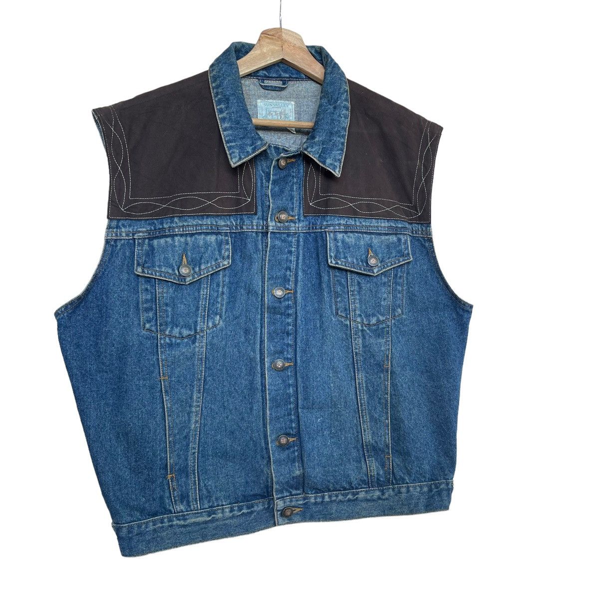 Japanese Brand DISTRESSED JEANS SUNVALLEY ATTACHED DENIM VEST Size US M / EU 48-50 / 2 - 2 Thumbnail