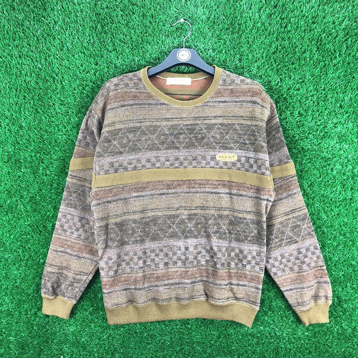 Aran Isles Knitwear Vintage 80's Knit Sweater Navajo Striped by Field Out Size US S / EU 44-46 / 1 - 1 Thumbnail