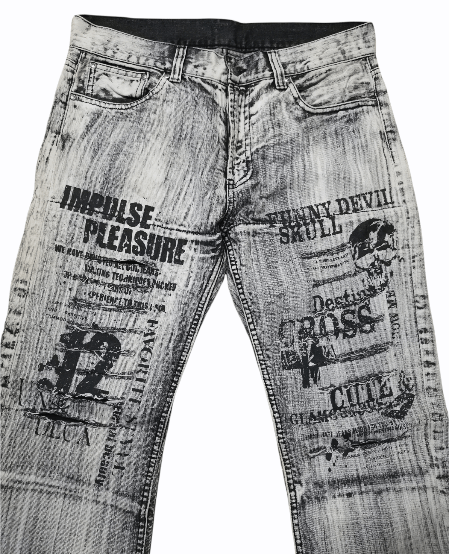 Japanese Brand 🔥Denim Steals🔥 Distressed Devil Skull Wash Pants Size US 33 - 2 Thumbnail