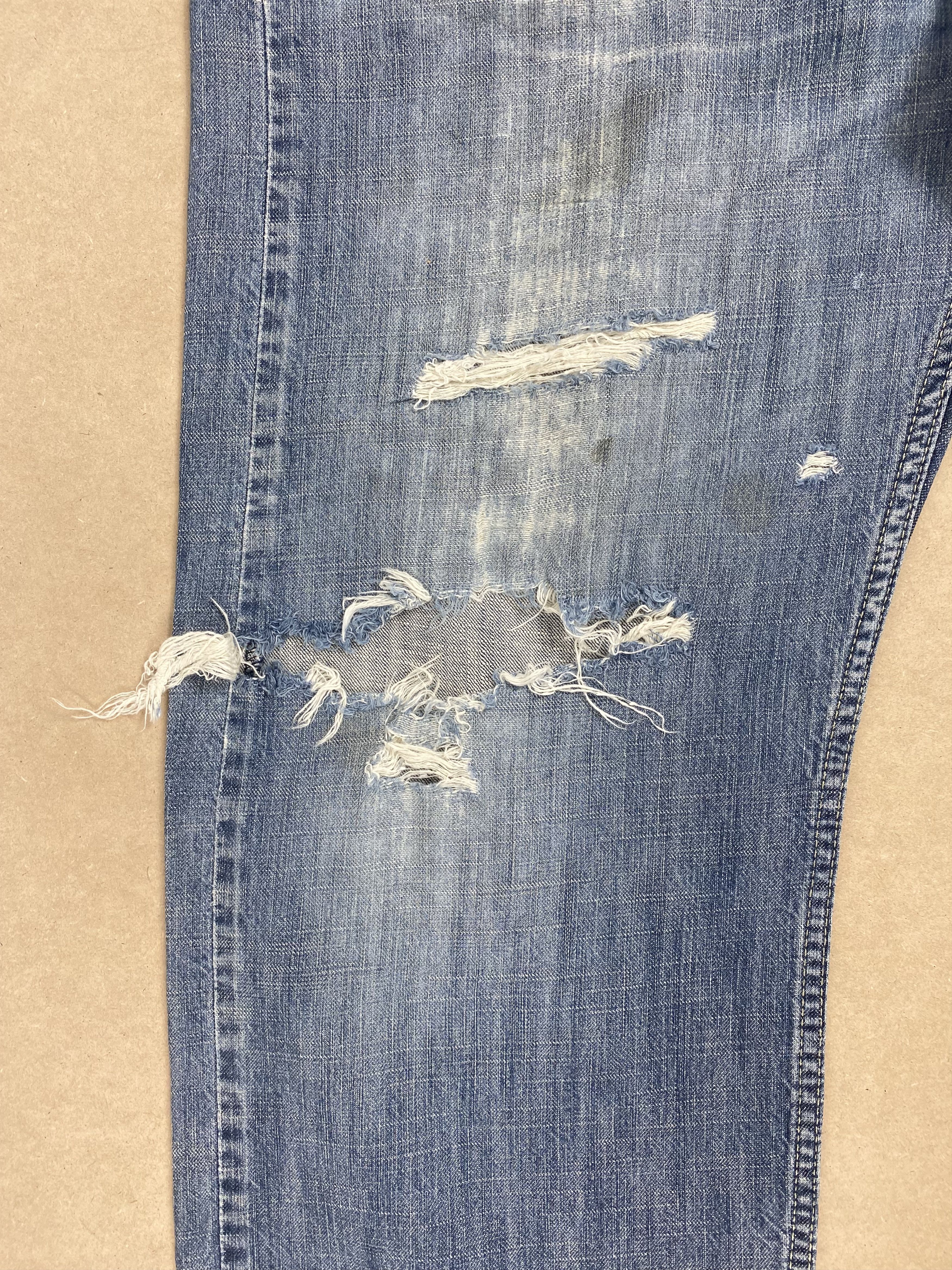 Levi's × Vintage Vintage Levis 569 Straight Cut Distressed Faded Blue Jeans Size US 39 - 4 Thumbnail