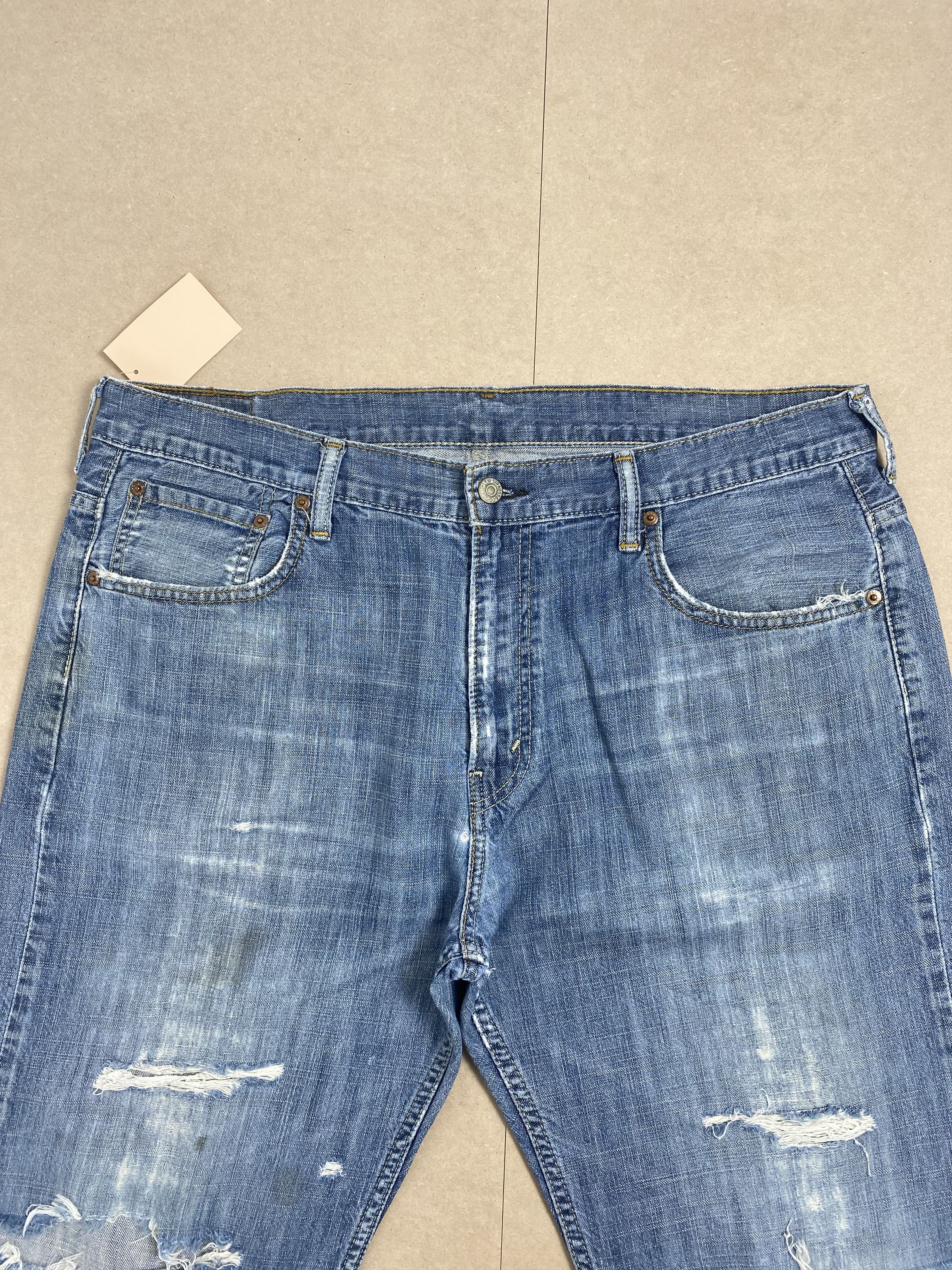 Levi's × Vintage Vintage Levis 569 Straight Cut Distressed Faded Blue Jeans Size US 39 - 2 Thumbnail