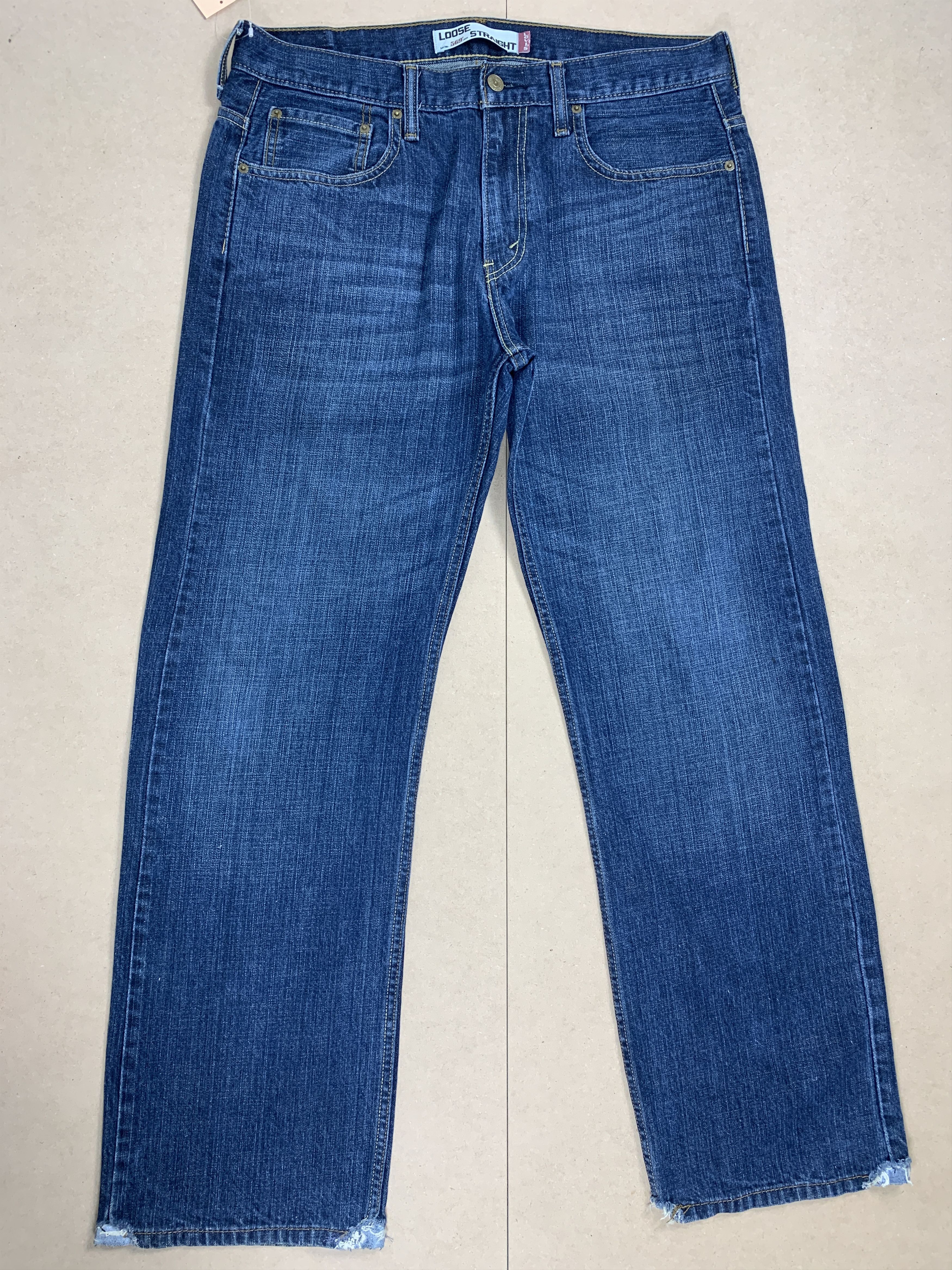 image of Levis 569 Straight Cut Faded Blue Jeans in Blue Denim, Men's (Size 34)