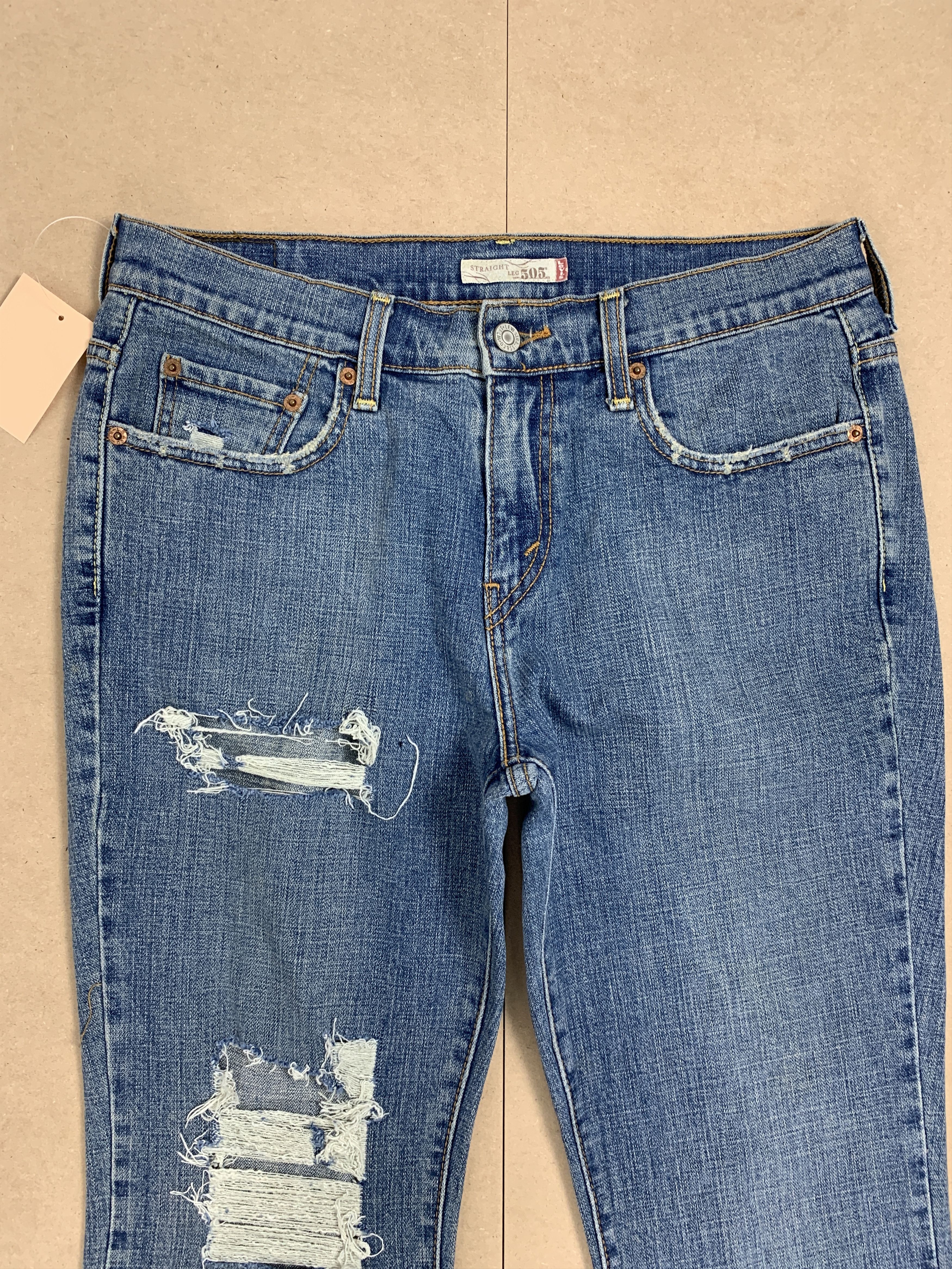 Levi's Vintage Levis 505 Straight Cut Distressed Faded Blue Jeans Size 30" / US 8 / IT 44 - 2 Thumbnail