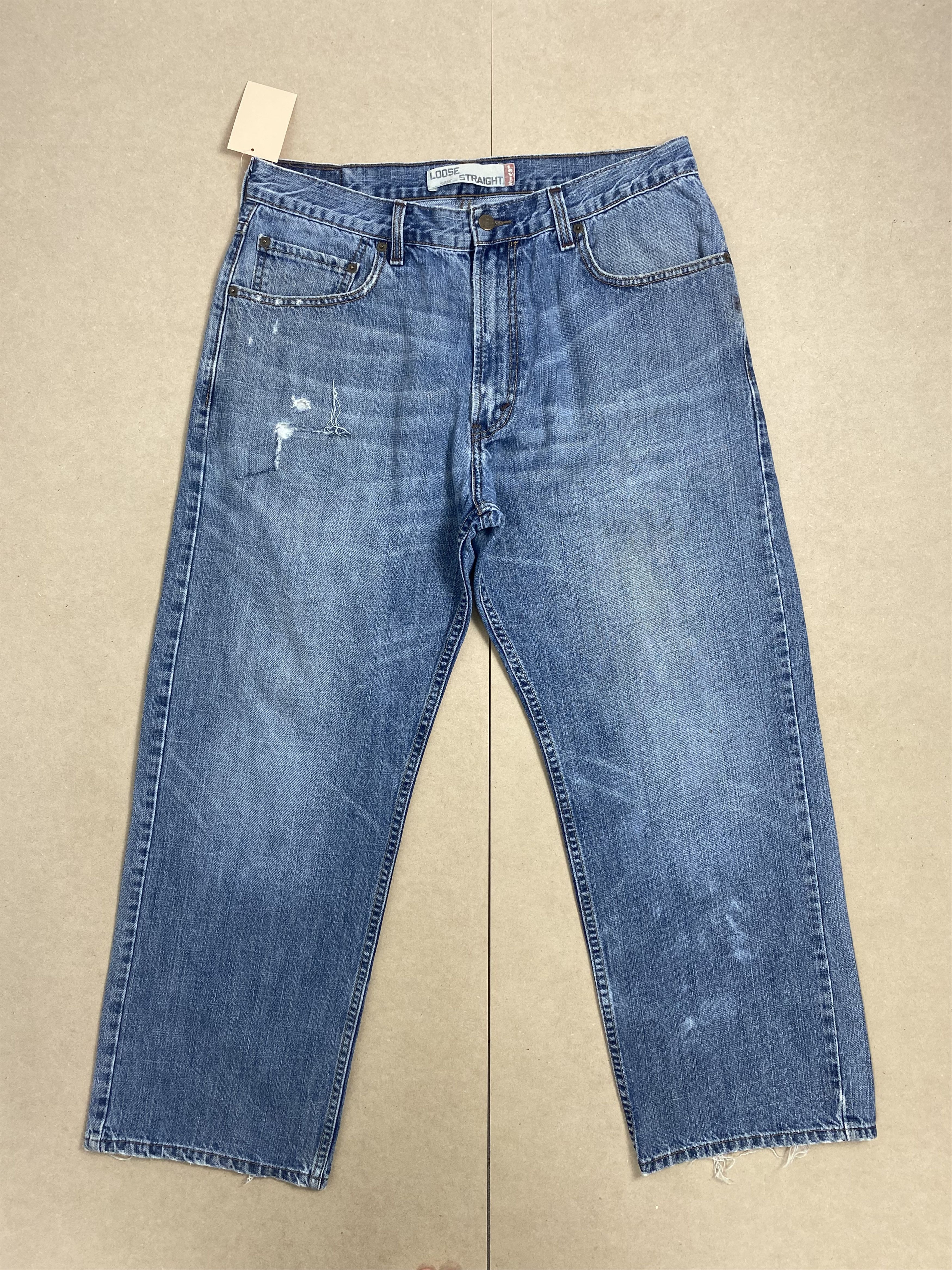 image of Levis 569 Straight Cut Faded Blue Jeans in Blue Denim, Men's (Size 34)