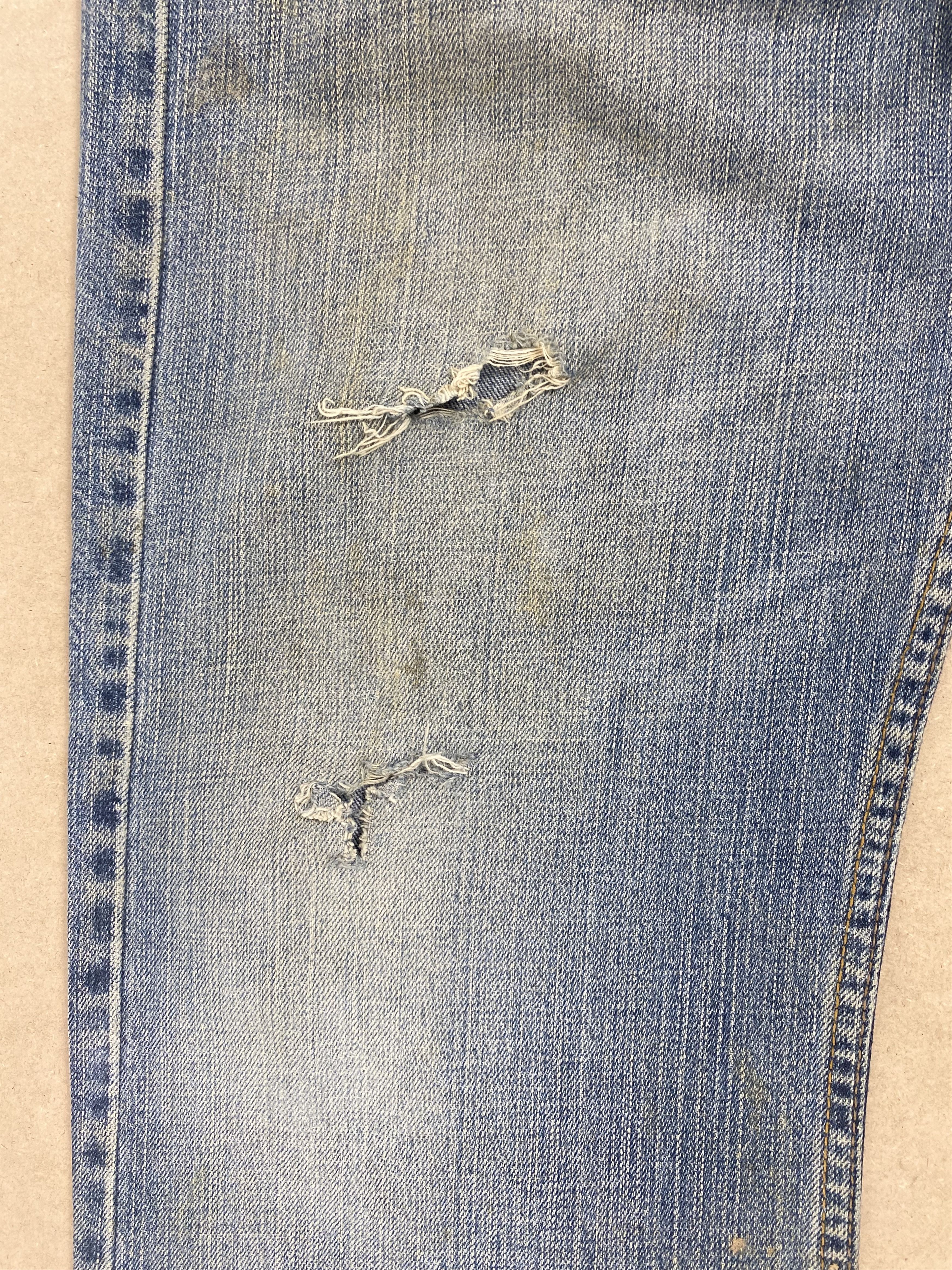 Levi's × Vintage Vintage Levis 569 Straight Cut Faded Distress Mid Wash Jeans Size US 35 - 3 Thumbnail