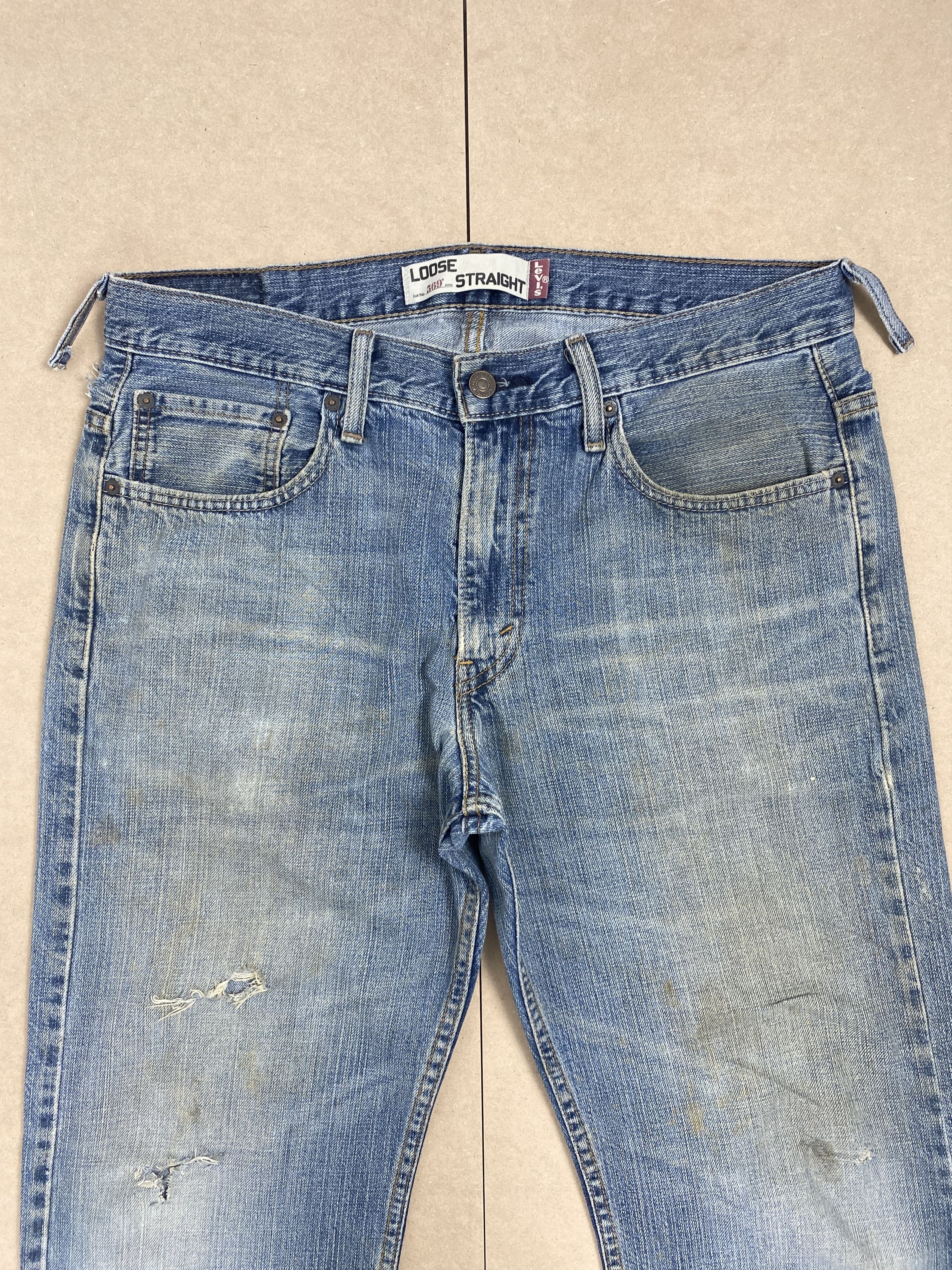 Levi's × Vintage Vintage Levis 569 Straight Cut Faded Distress Mid Wash Jeans Size US 35 - 2 Thumbnail