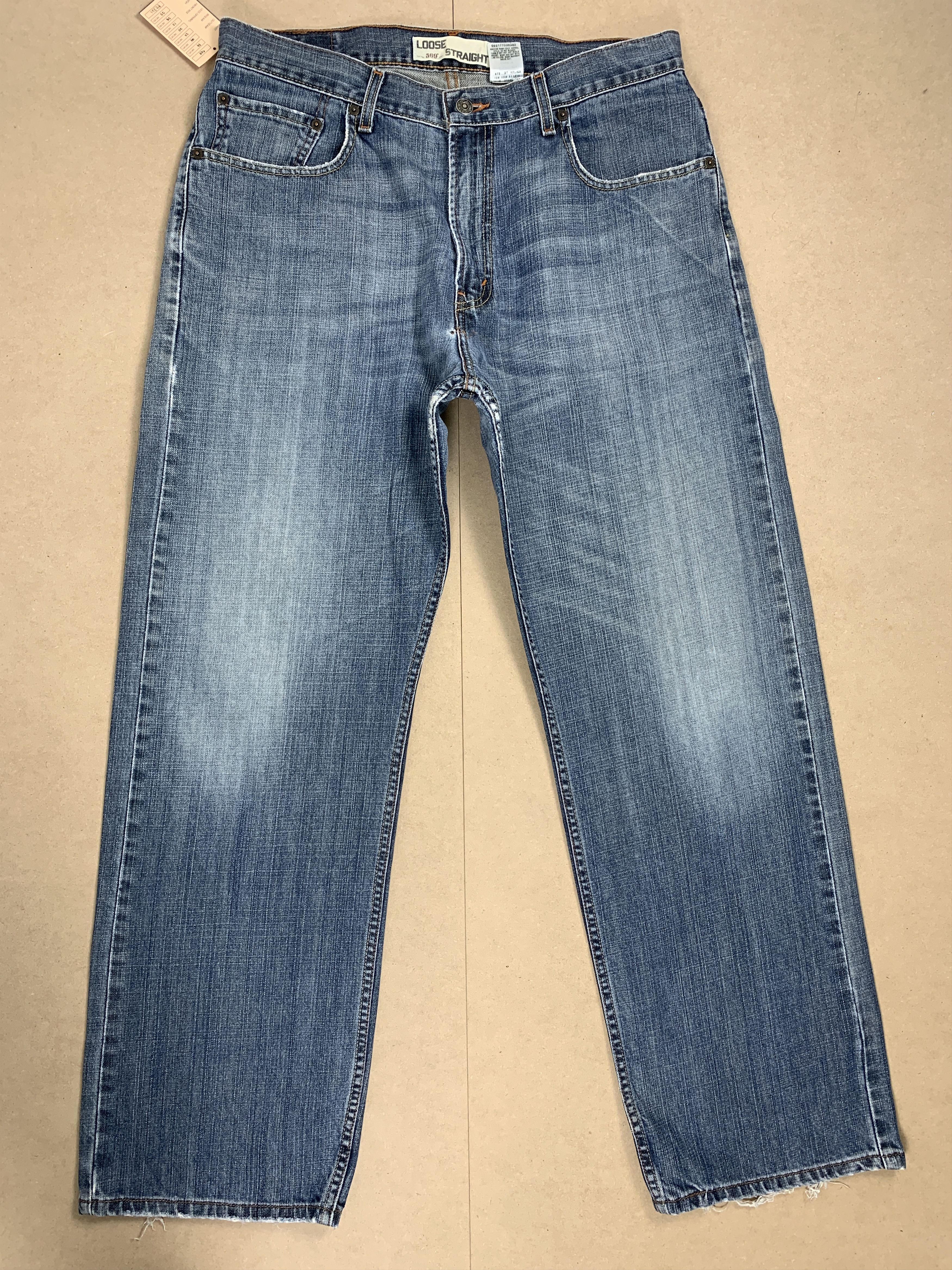 image of Levis 569 Straight Cut Faded Blue Jeans in Blue Denim, Men's (Size 34)