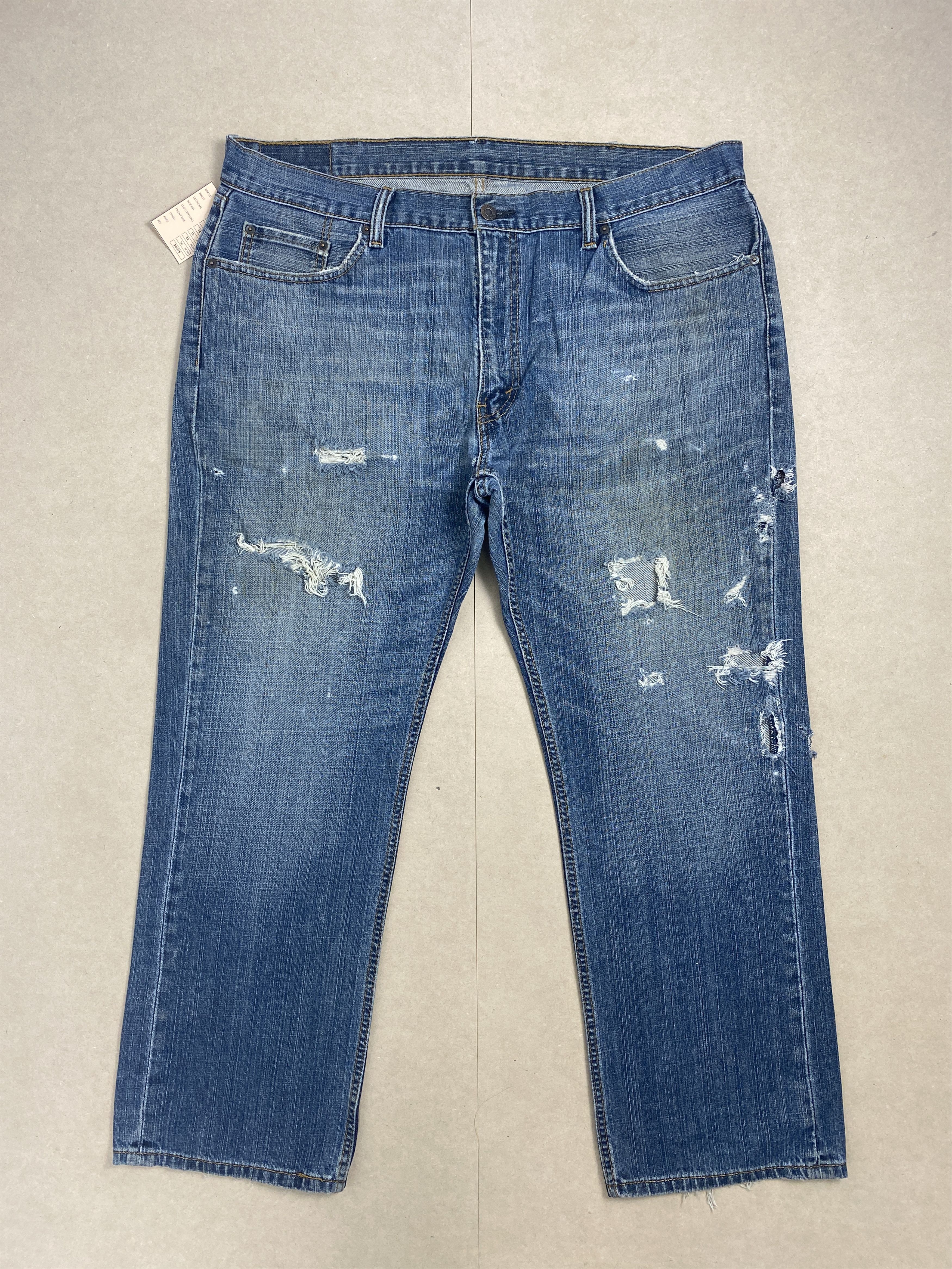 image of Distressed Denim x Levis Vintage Levis 559 Straight Cut Distressed Faded Blue Jeans in Blue Denim (