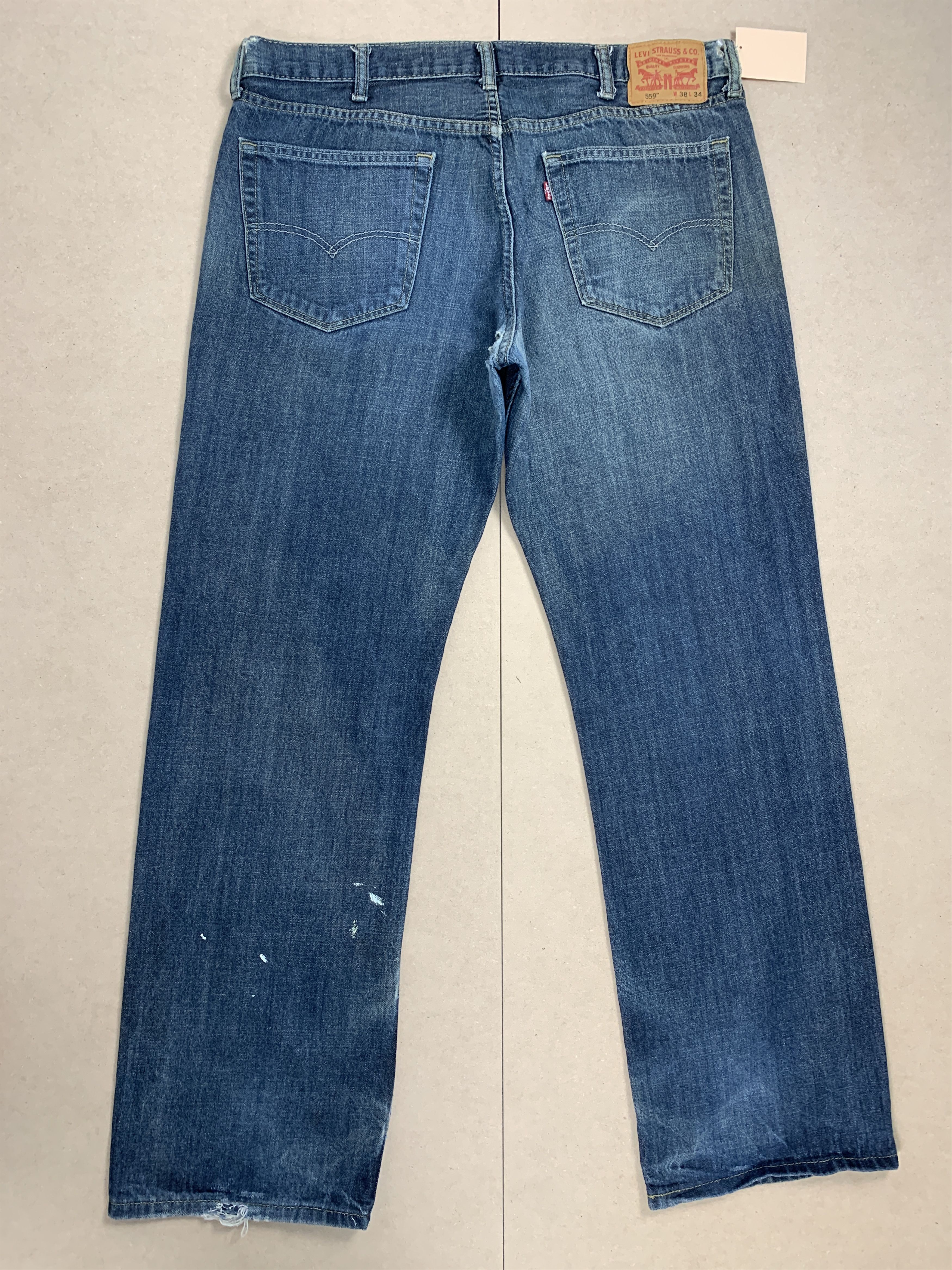 Levi's Vintage Levis 559 Straight Cut Distressed Blue Jeans Size US 38 / EU 54 - 5 Thumbnail