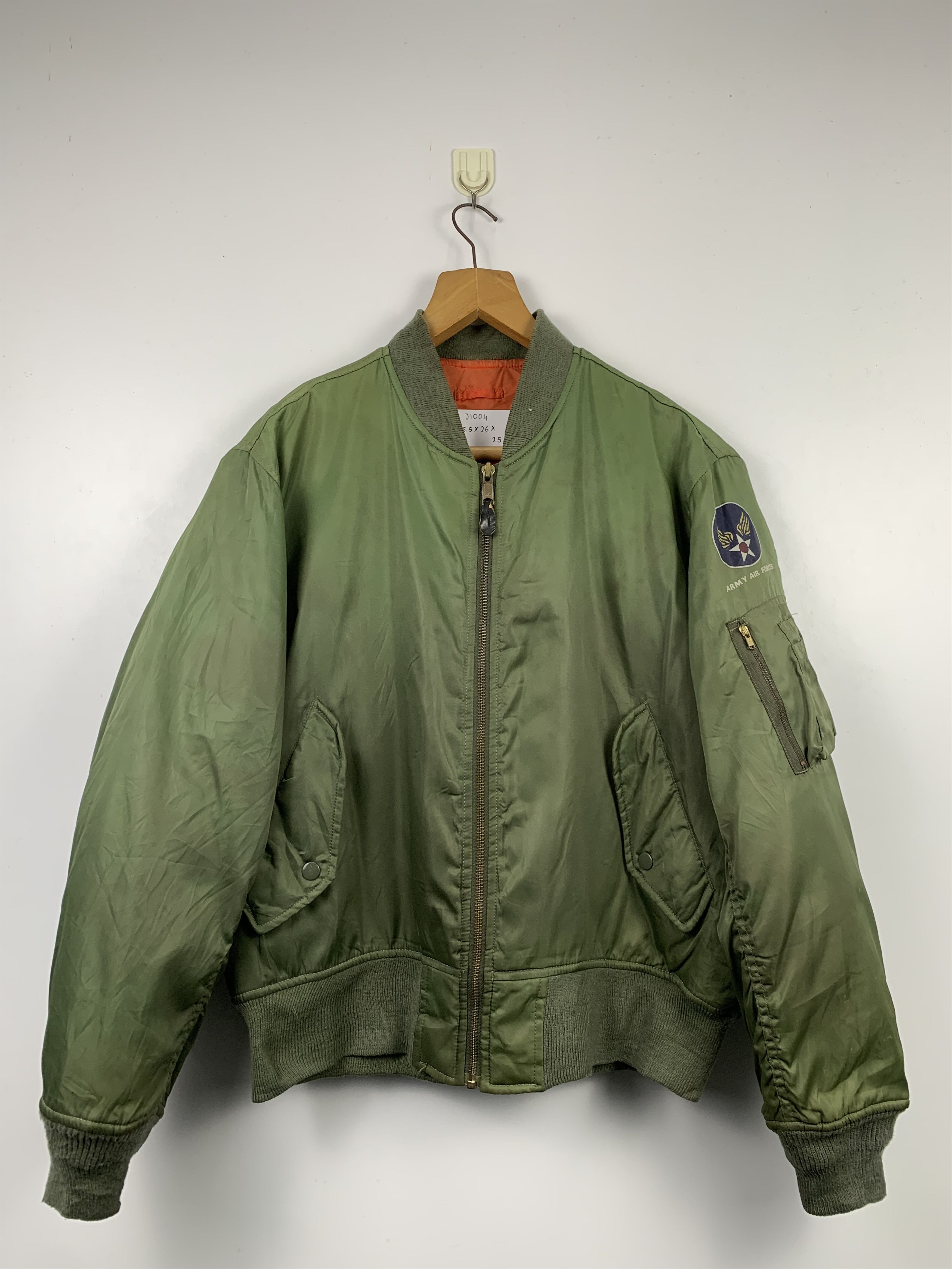 image of US Air Force x Vintage Army Air Force Ma-1 Flight Bomber Jacket in Green, Men's (Size Large)