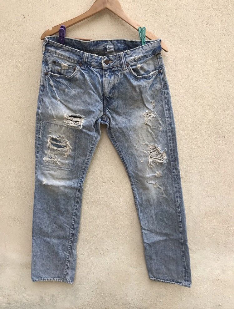 image of Avant Garde x Distressed Denim Madeinjapan Rivet Blue Patchwork Pant Distress Denim Jeans in Wash B