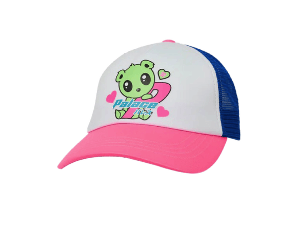 image of Hypebeast x Palace Kawaii Trucker White/pink in White/Blue, Men's