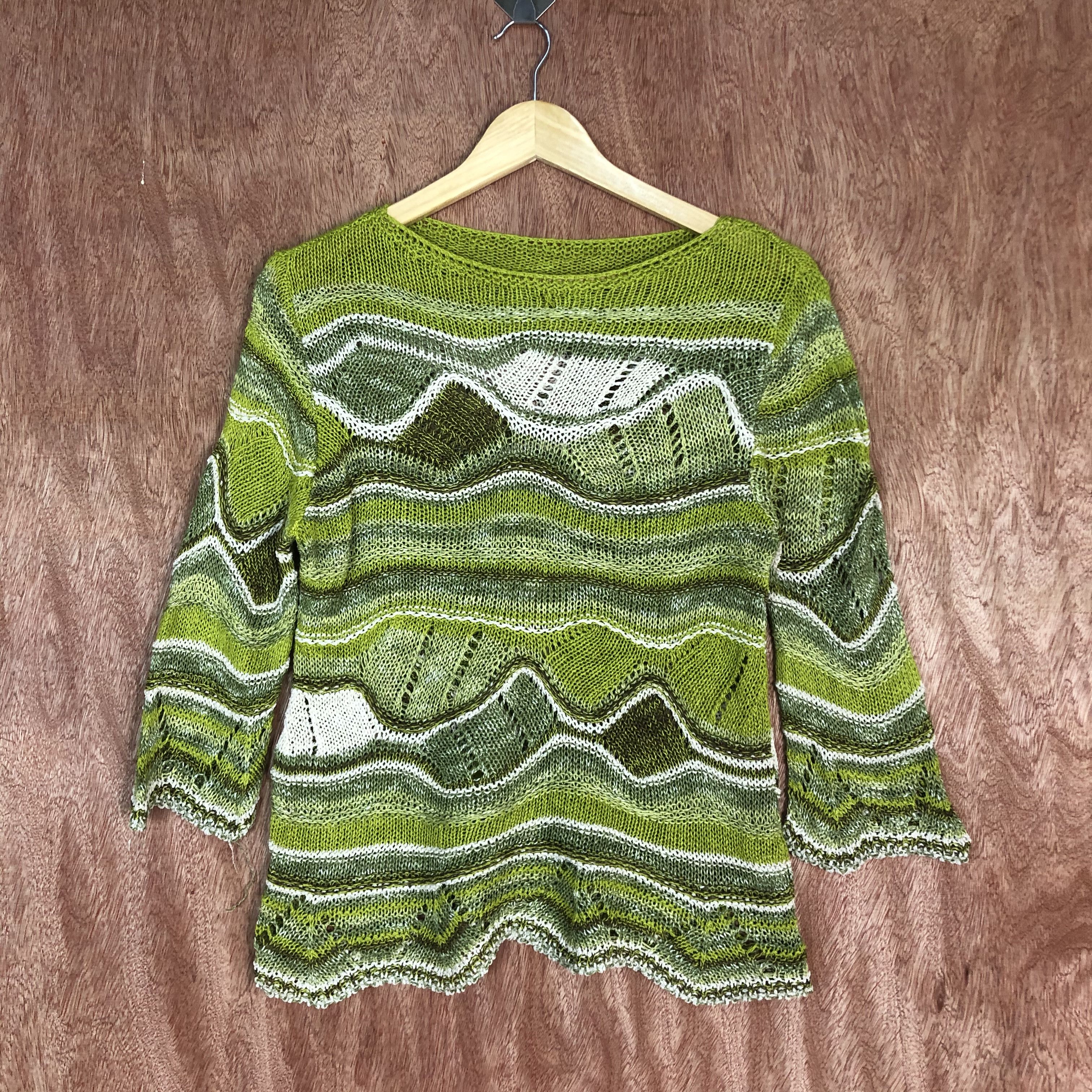 Japanese Brand DLL Japan crochet mesh net Knitwear art vintage wave #c524 Size M / US 6-8 / IT 42-44 - 2 Thumbnail