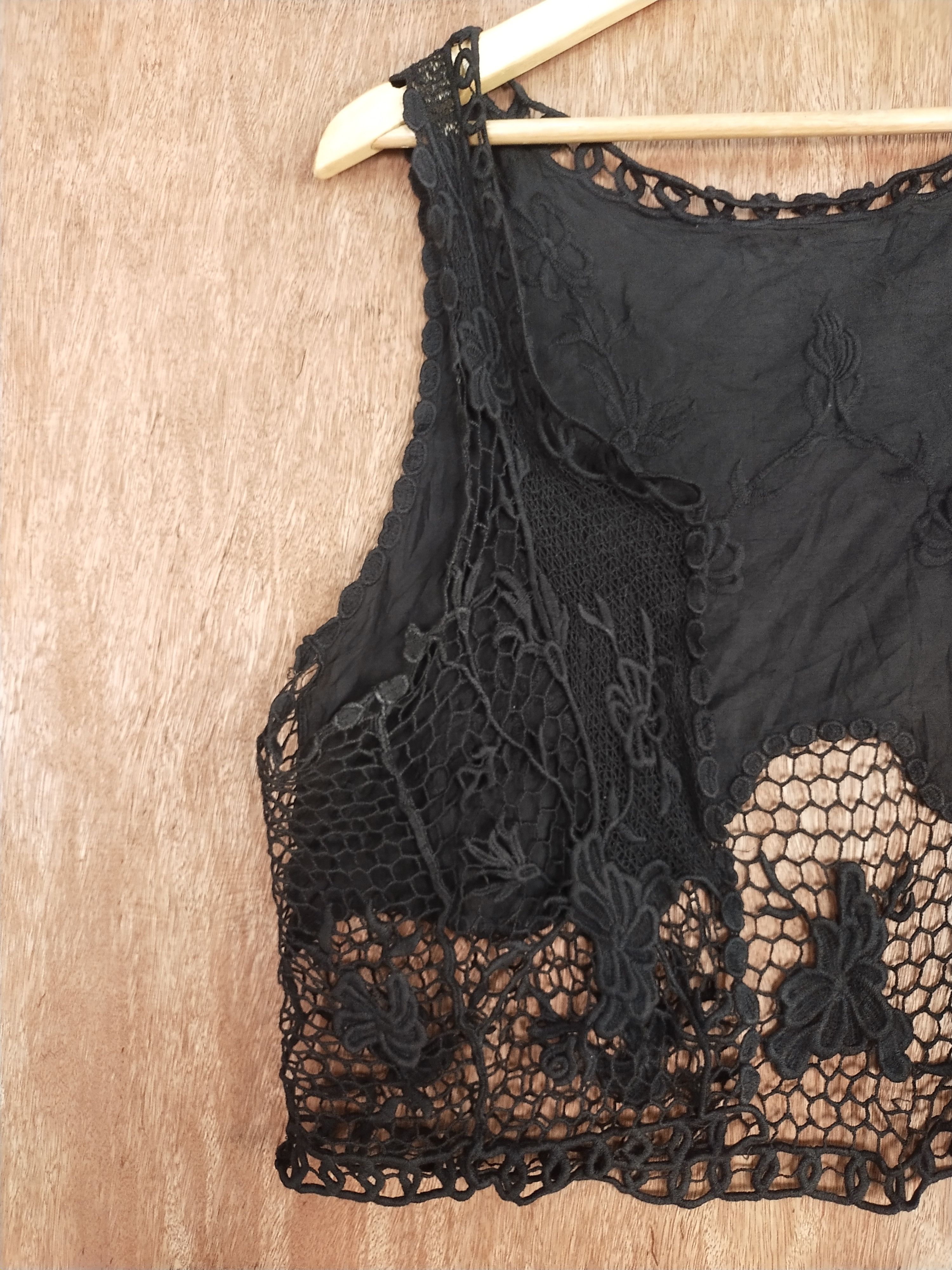 Vintage Mimosalip crochet mesh net sexy crop top cardigan #S163 Size S / US 4 / IT 40 - 4 Thumbnail