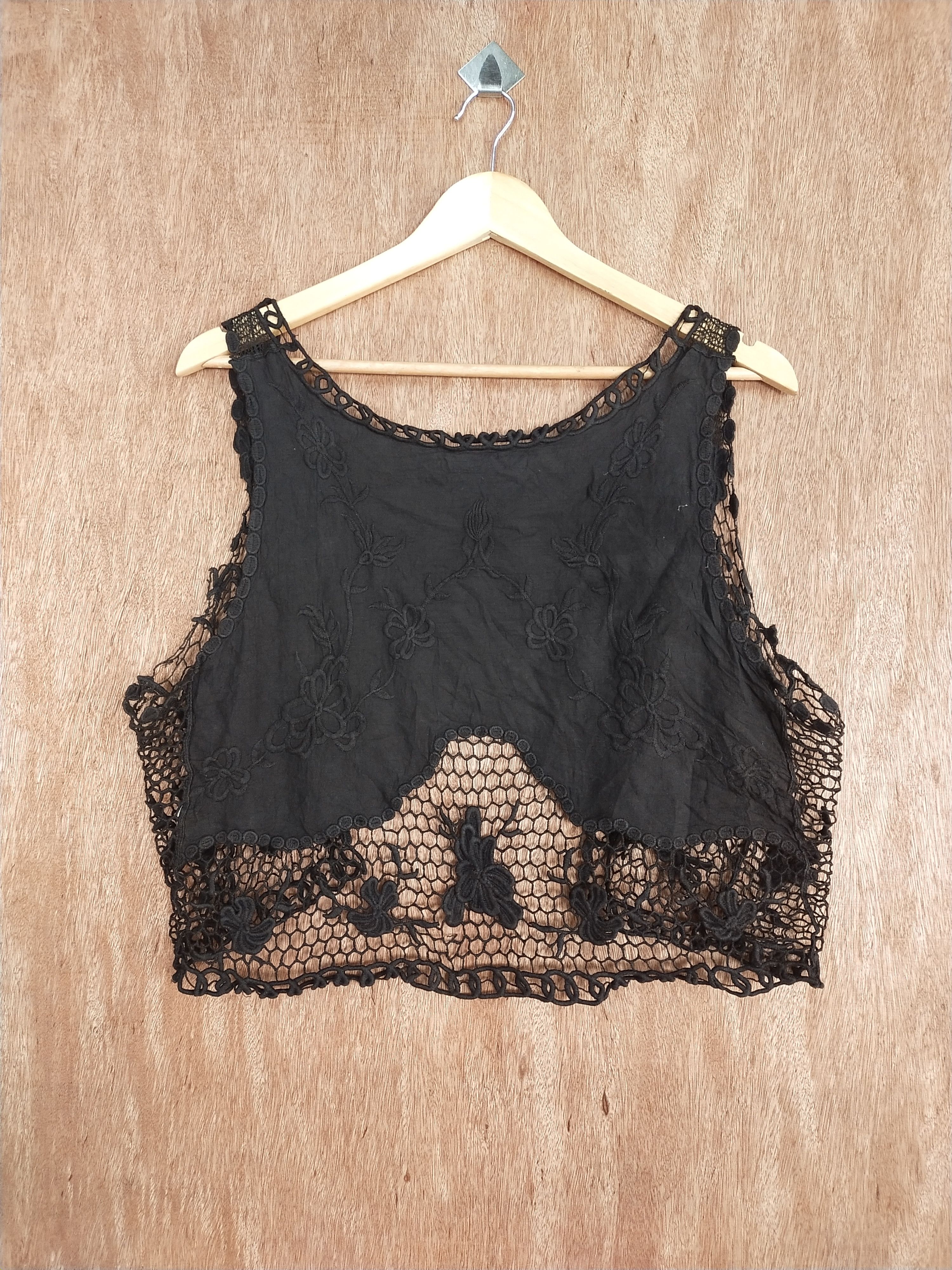 Vintage Mimosalip crochet mesh net sexy crop top cardigan #S163 Size S / US 4 / IT 40 - 7 Thumbnail