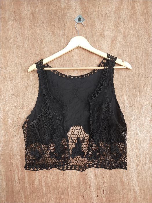 Homespun Knitwear Mimosalip crochet mesh net sexy crop top