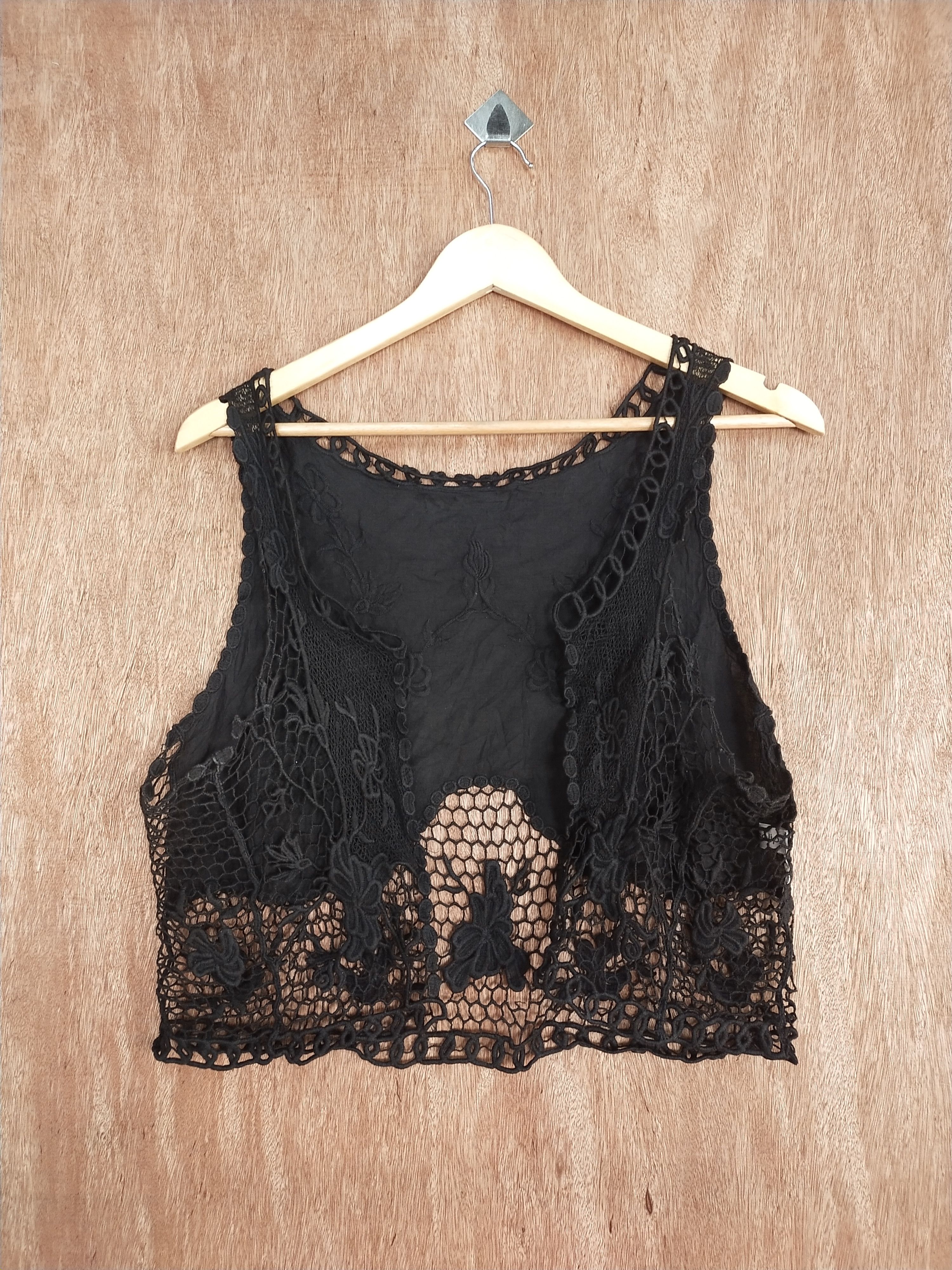 image of Mimosalip Crochet Mesh Net Sexy Crop Top Cardigan S163 in Black, Women's (Size Small)