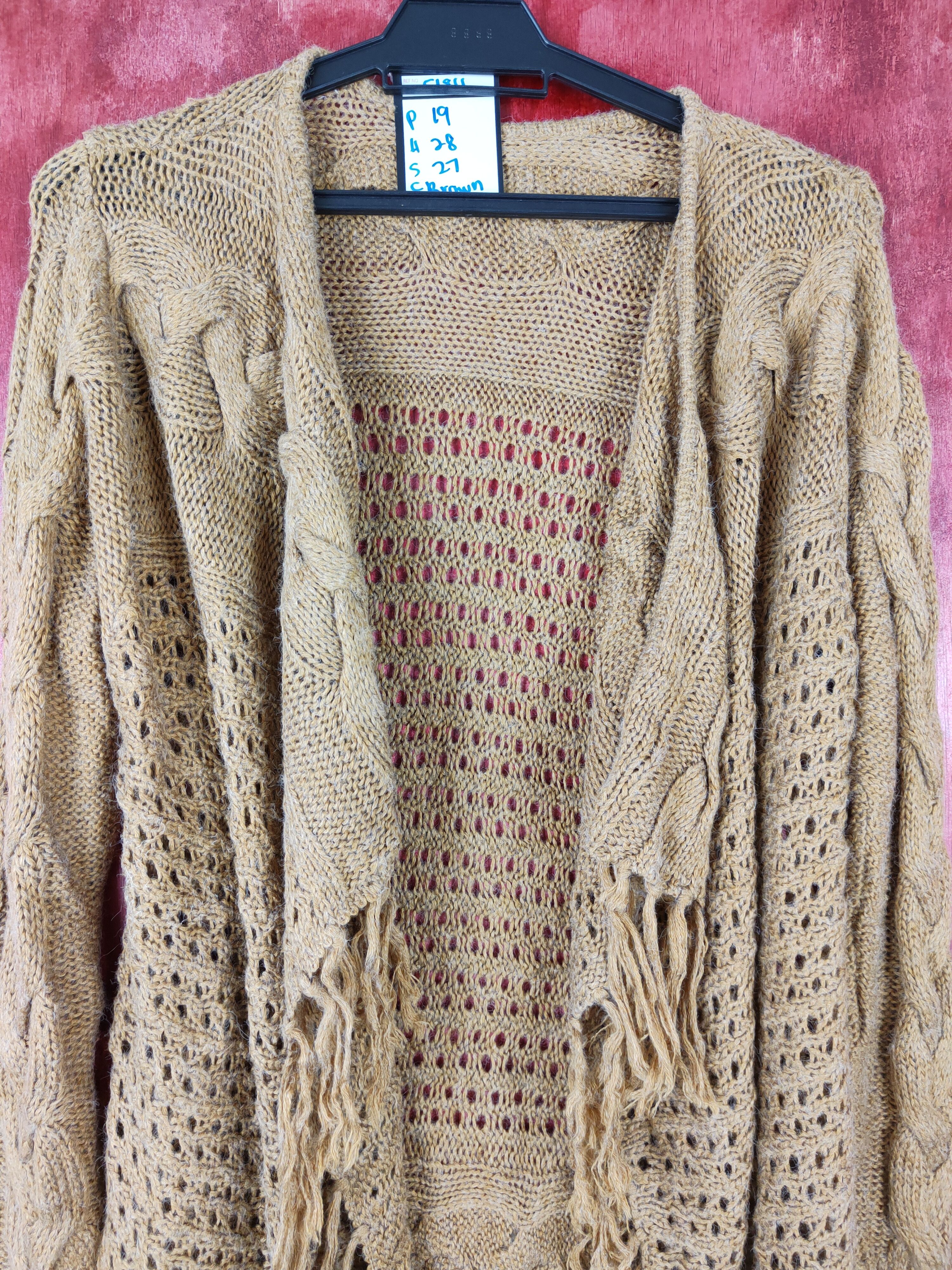 Homespun Knitwear Japanese Brand Brown crochet meshnet Cardigan #5184 Size US M / EU 48-50 / 2 - 2 Thumbnail