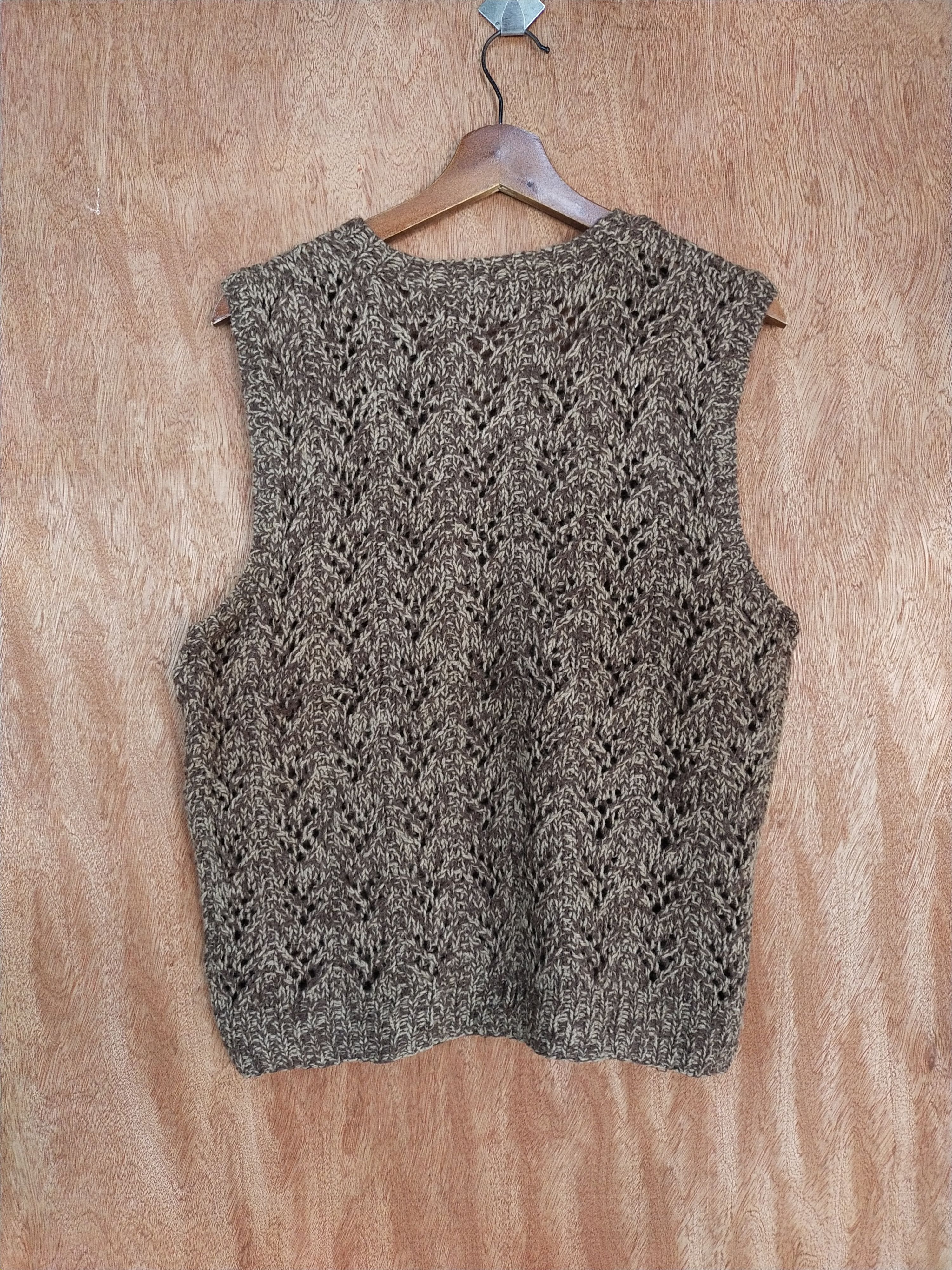Homespun Knitwear Japan crochet vest meshnet Brown sleeveless knitwear #S182 Size M / US 6-8 / IT 42-44 - 5 Thumbnail